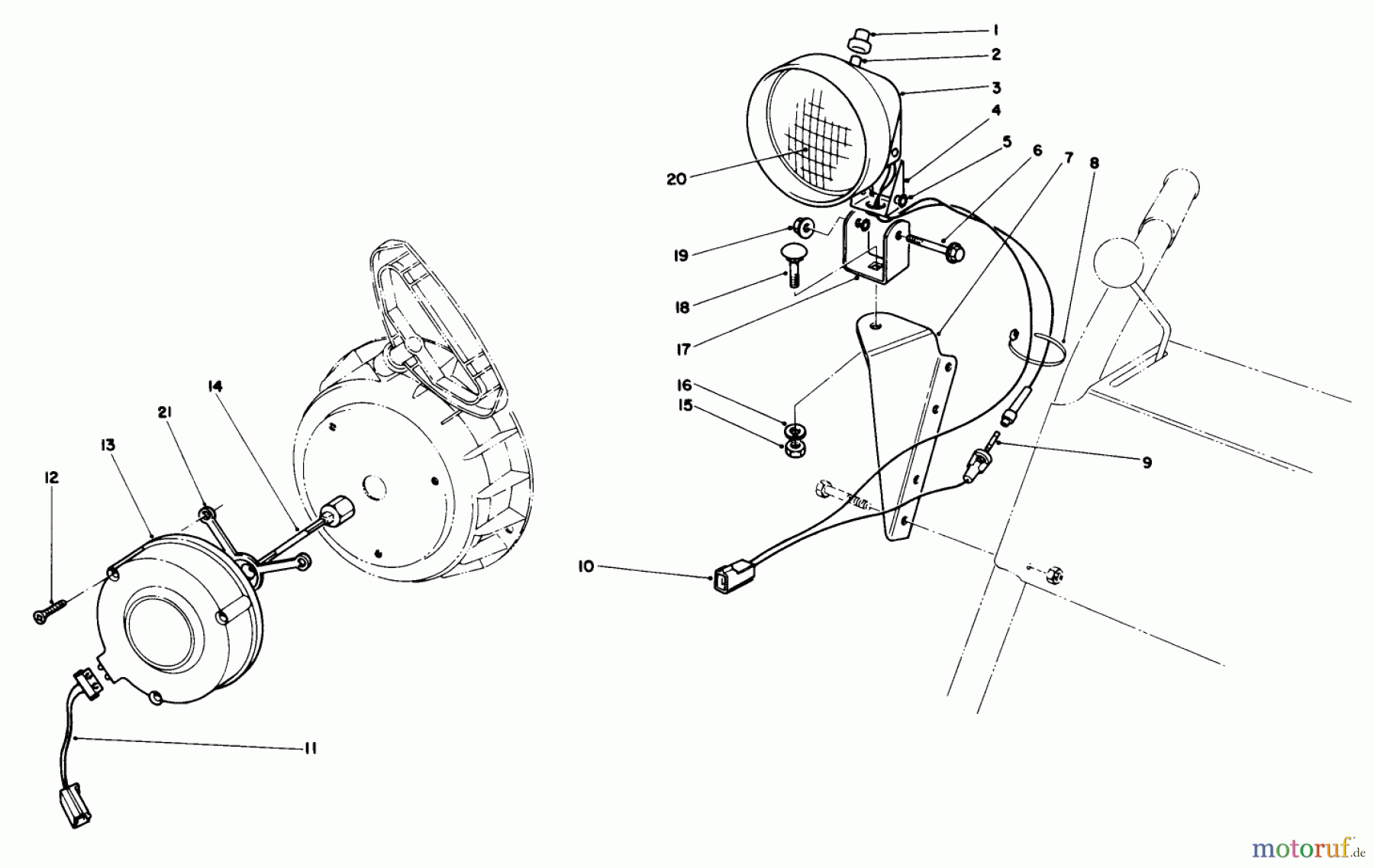 Toro Neu Snow Blowers/Snow Throwers Seite 1 38035 (3521) - Toro 3521 Snowthrower, 1989 (9000001-9999999) LIGHT KIT NO. 54-9822 (OPTIONAL)