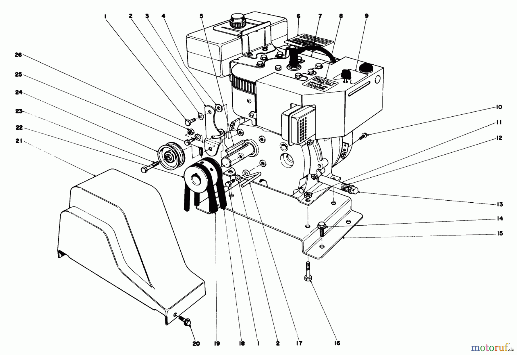 Toro Neu Snow Blowers/Snow Throwers Seite 1 38040 (524) - Toro 524 Snowthrower, 1978 (8000001-8999999) ENGINE ASSEMBLY (MODEL NO. 38050)