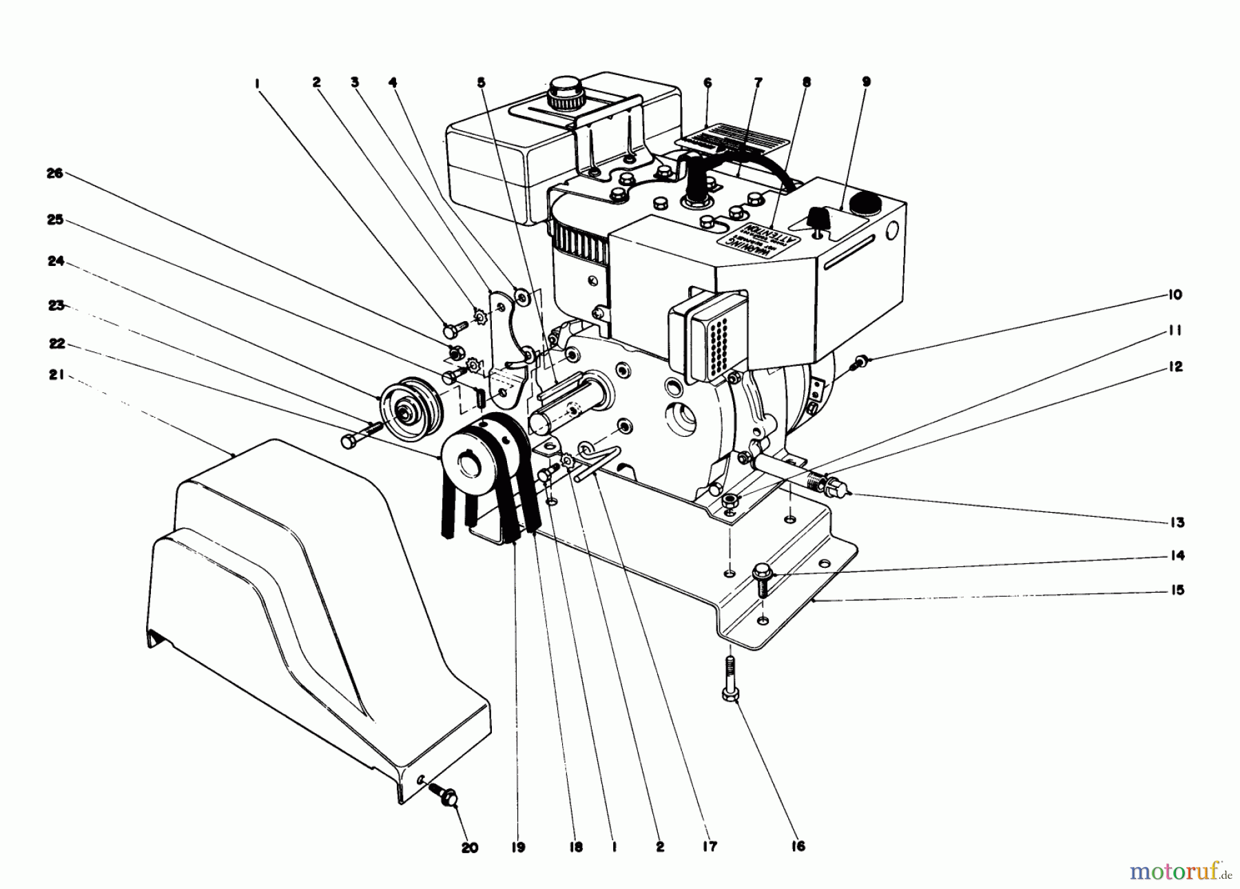  Toro Neu Snow Blowers/Snow Throwers Seite 1 38040 (524) - Toro 524 Snowthrower, 1979 (9000001-9999999) ENGINE ASSEMBLY (MODEL NO. 38050)