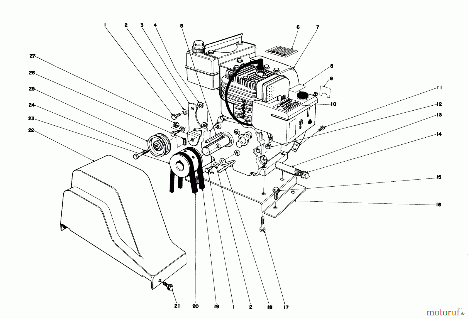 Toro Neu Snow Blowers/Snow Throwers Seite 1 38040 (524) - Toro 524 Snowthrower, 1980 (0000001-0999999) ENGINE ASSEMBLY (MODEL NO. 38040)