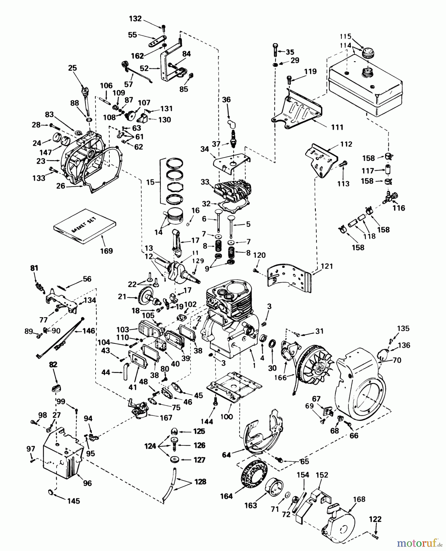 Toro Neu Snow Blowers/Snow Throwers Seite 1 38040 (524) - Toro 524 Snowthrower, 1980 (0000001-0999999) ENGINE, TECUMSEH MODEL NO. H70-130176E