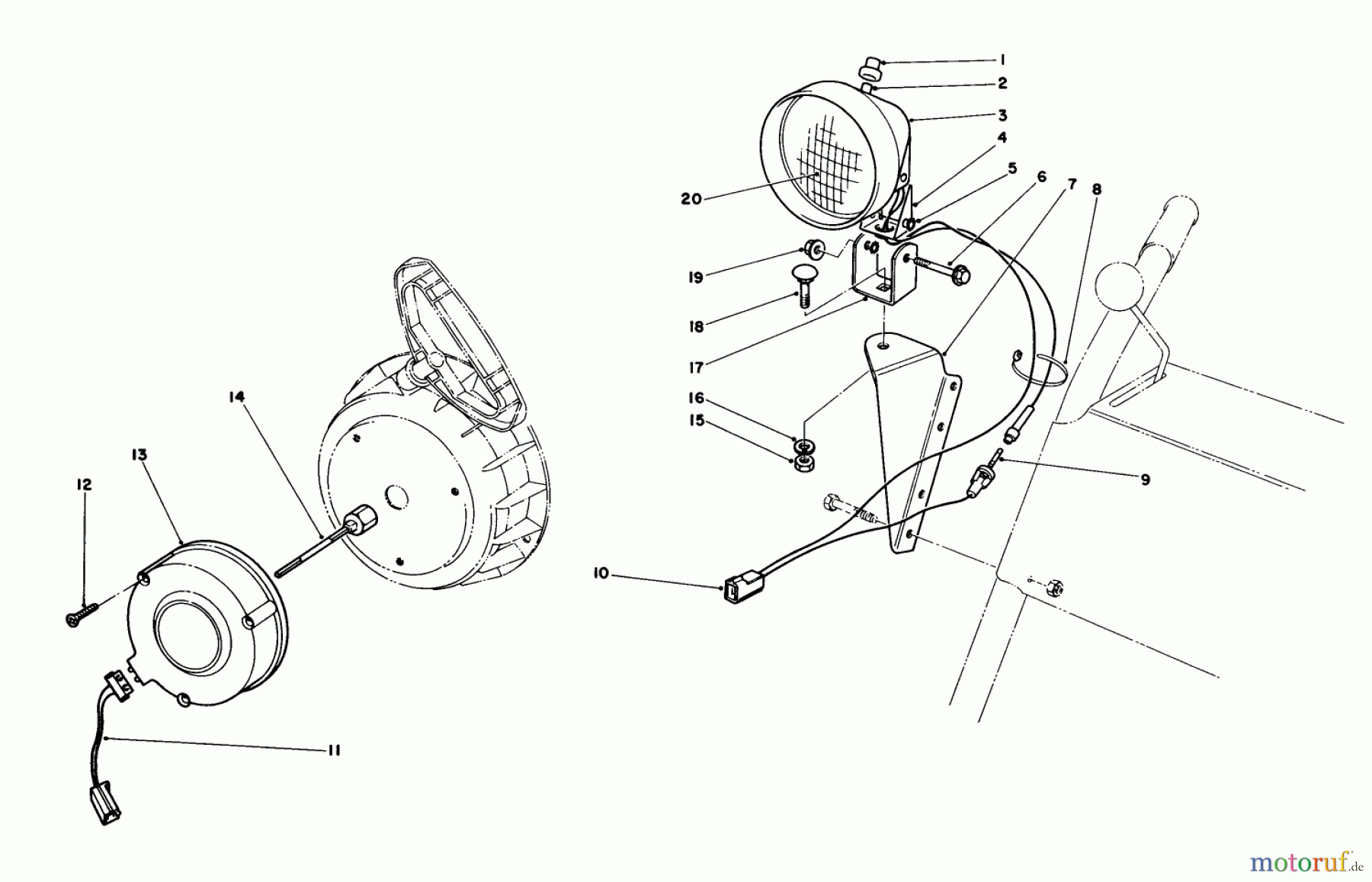 Toro Neu Snow Blowers/Snow Throwers Seite 1 38050 (724) - Toro 724 Snowthrower, 1986 (6000001-6999999) LIGHT KIT NO. 54-9821 (OPTIONAL)