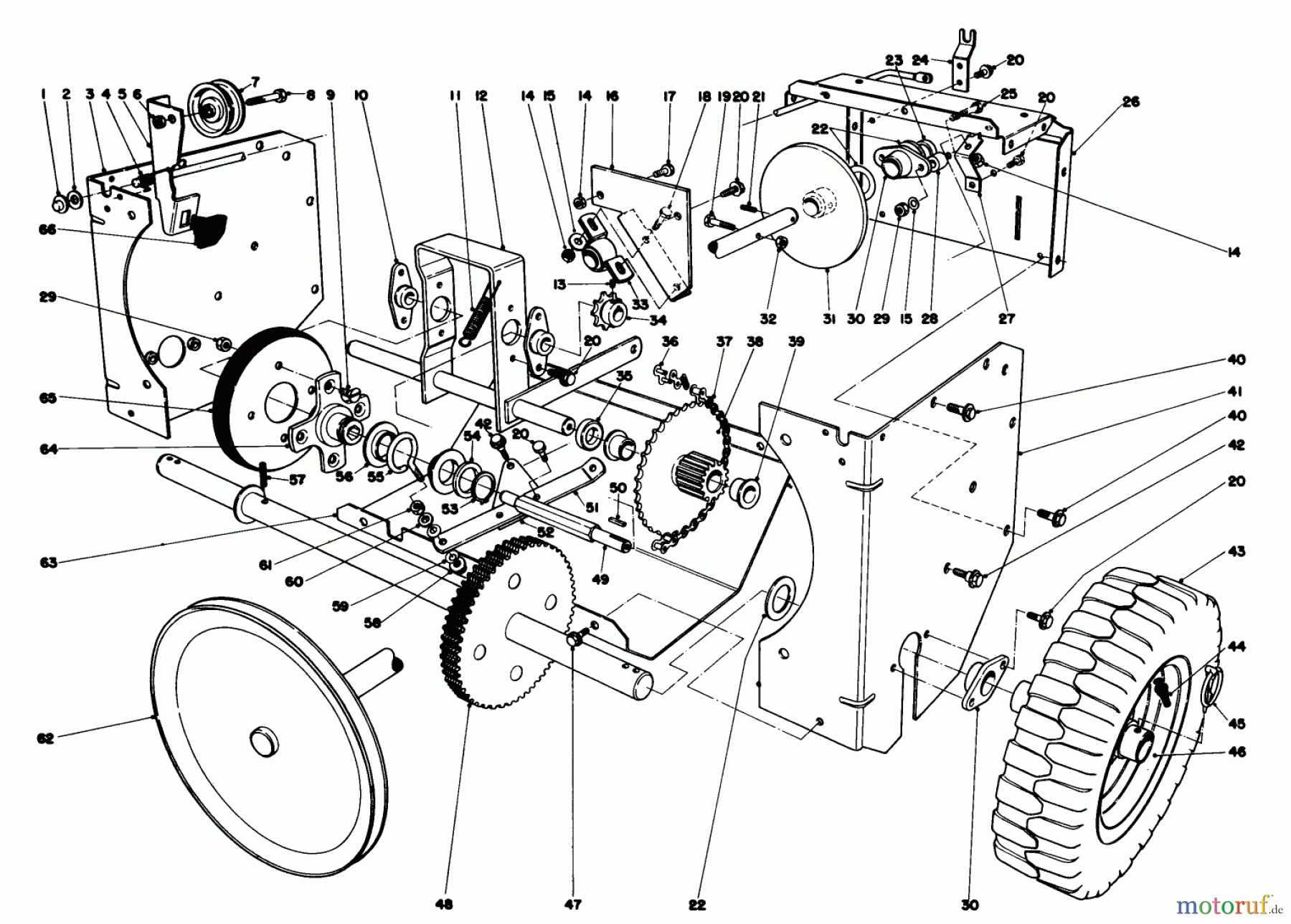 Toro Neu Snow Blowers/Snow Throwers Seite 1 38045 (524) - Toro 524 Snowthrower, 1981 (1000001-1999999) TRACTION ASSEMBLY