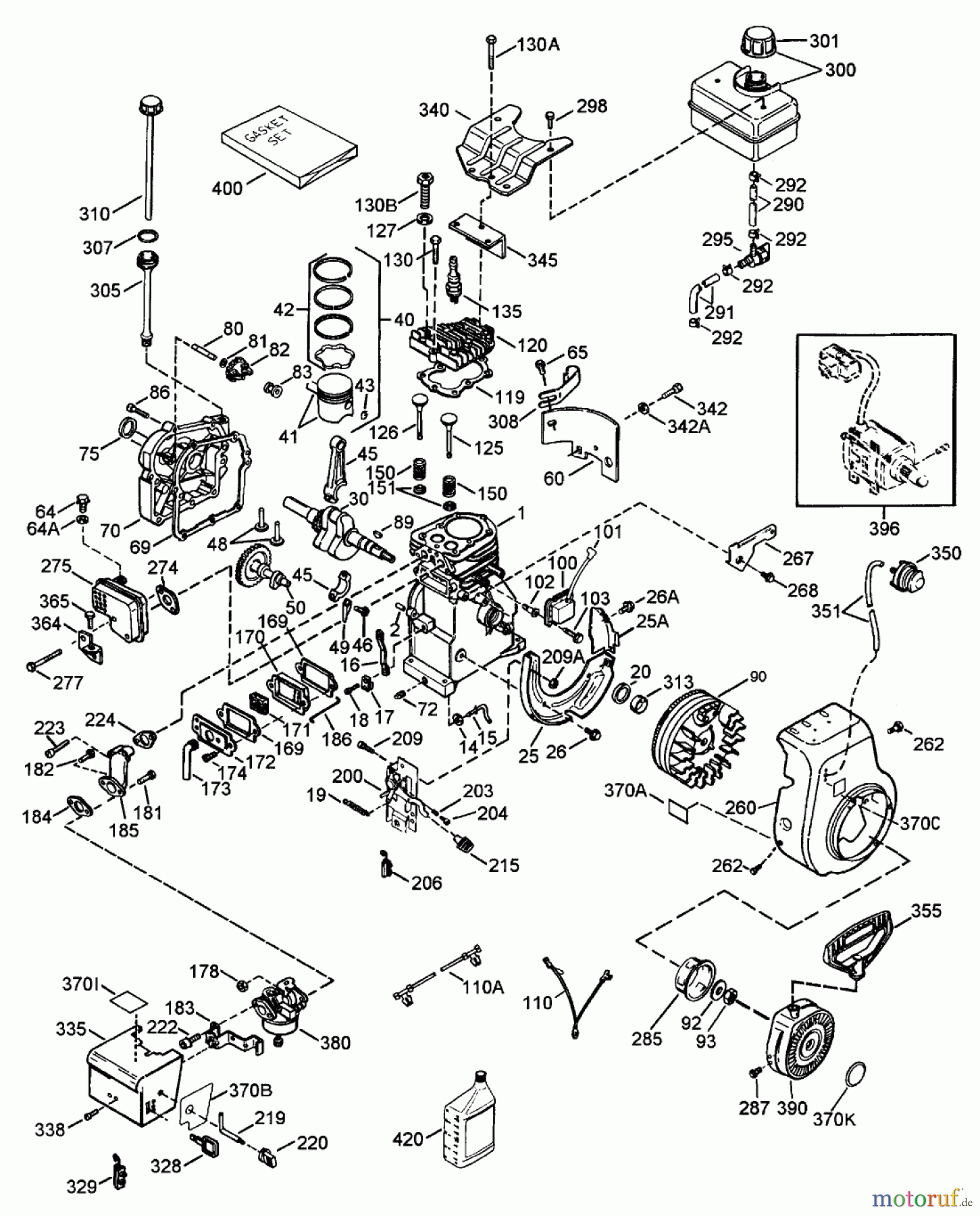 Toro Neu Snow Blowers/Snow Throwers Seite 1 38051 (522) - Toro 522 Snowthrower, 2000 (000000001-000999999) ENGINE TECUMSEH MODEL HSSK50-67401S (CONTIMUED)
