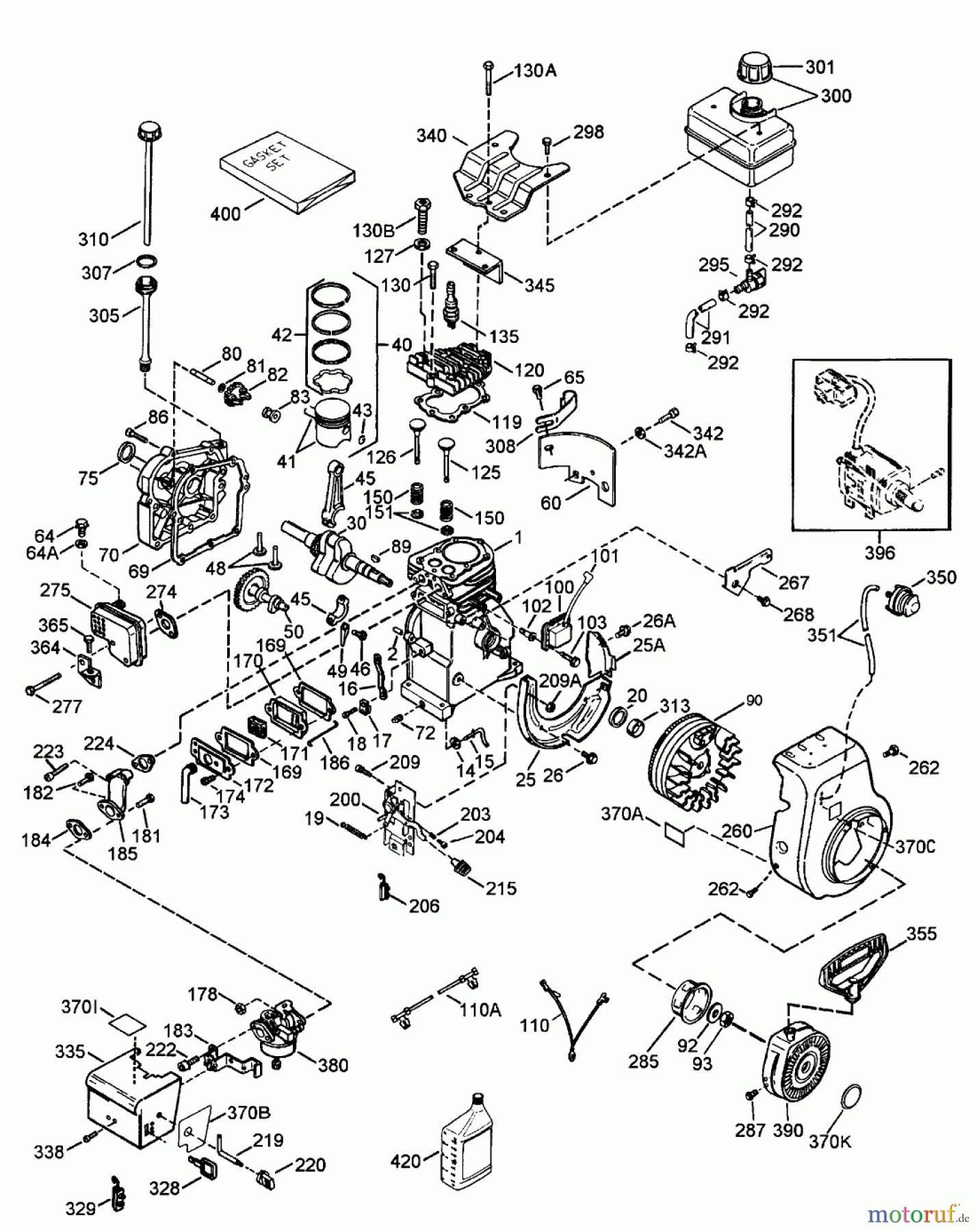 Toro Neu Snow Blowers/Snow Throwers Seite 1 38051 (522) - Toro 522 Snowthrower, 2001 (210000001-210999999) ENGINE TECUMSEH MODEL HSSK50-67401S