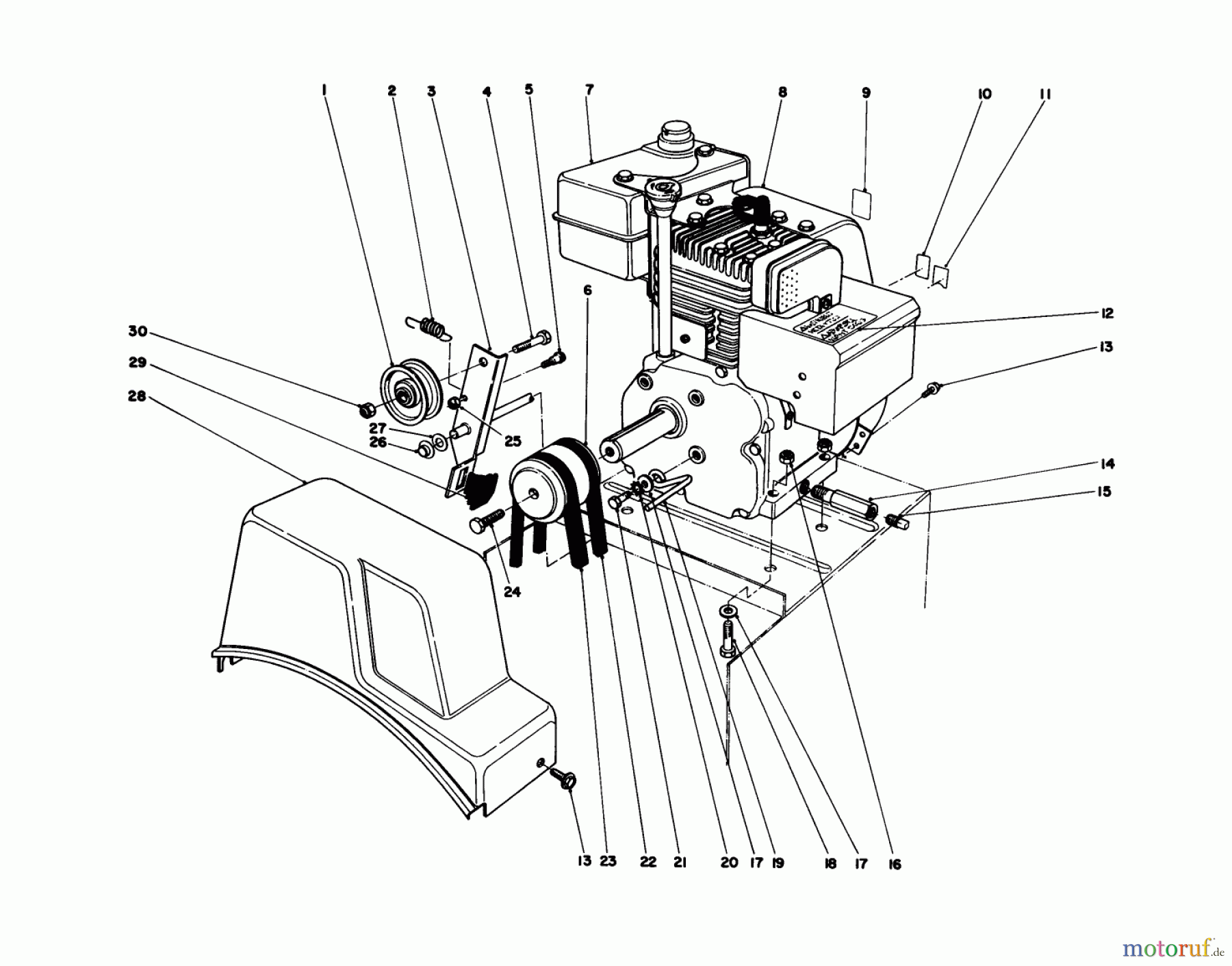 Toro Neu Snow Blowers/Snow Throwers Seite 1 38052 (521) - Toro 521 Snowthrower, 1985 (5000001-5999999) ENGINE ASSEMBLY
