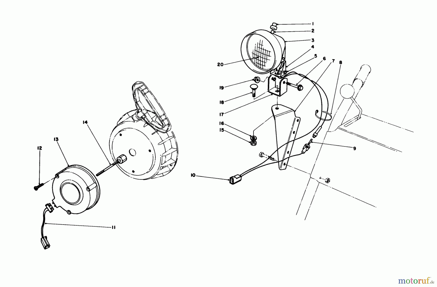 Toro Neu Snow Blowers/Snow Throwers Seite 1 38052 (521) - Toro 521 Snowthrower, 1987 (7000001-7999999) LIGHT KIT NO. 54-9821 (OPTIONAL)