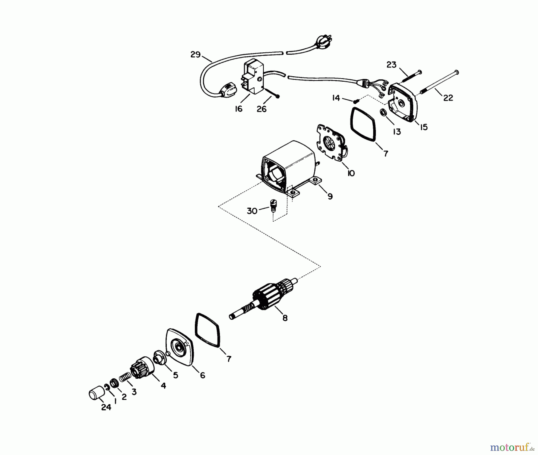 Toro Neu Snow Blowers/Snow Throwers Seite 1 38052 (521) - Toro 521 Snowthrower, 1987 (7000001-7999999) STARTER MOTOR KIT NO. 33328C