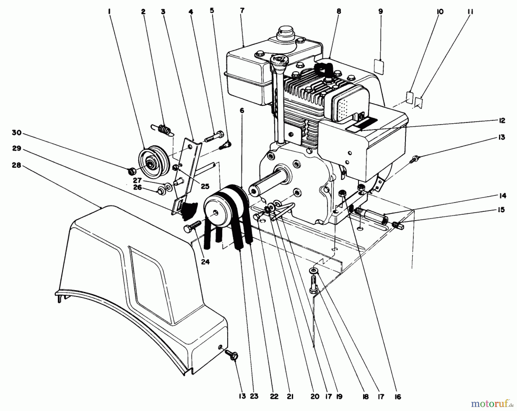Toro Neu Snow Blowers/Snow Throwers Seite 1 38052 (521) - Toro 521 Snowthrower, 1988 (8000001-8999999) ENGINE ASSEMBLY