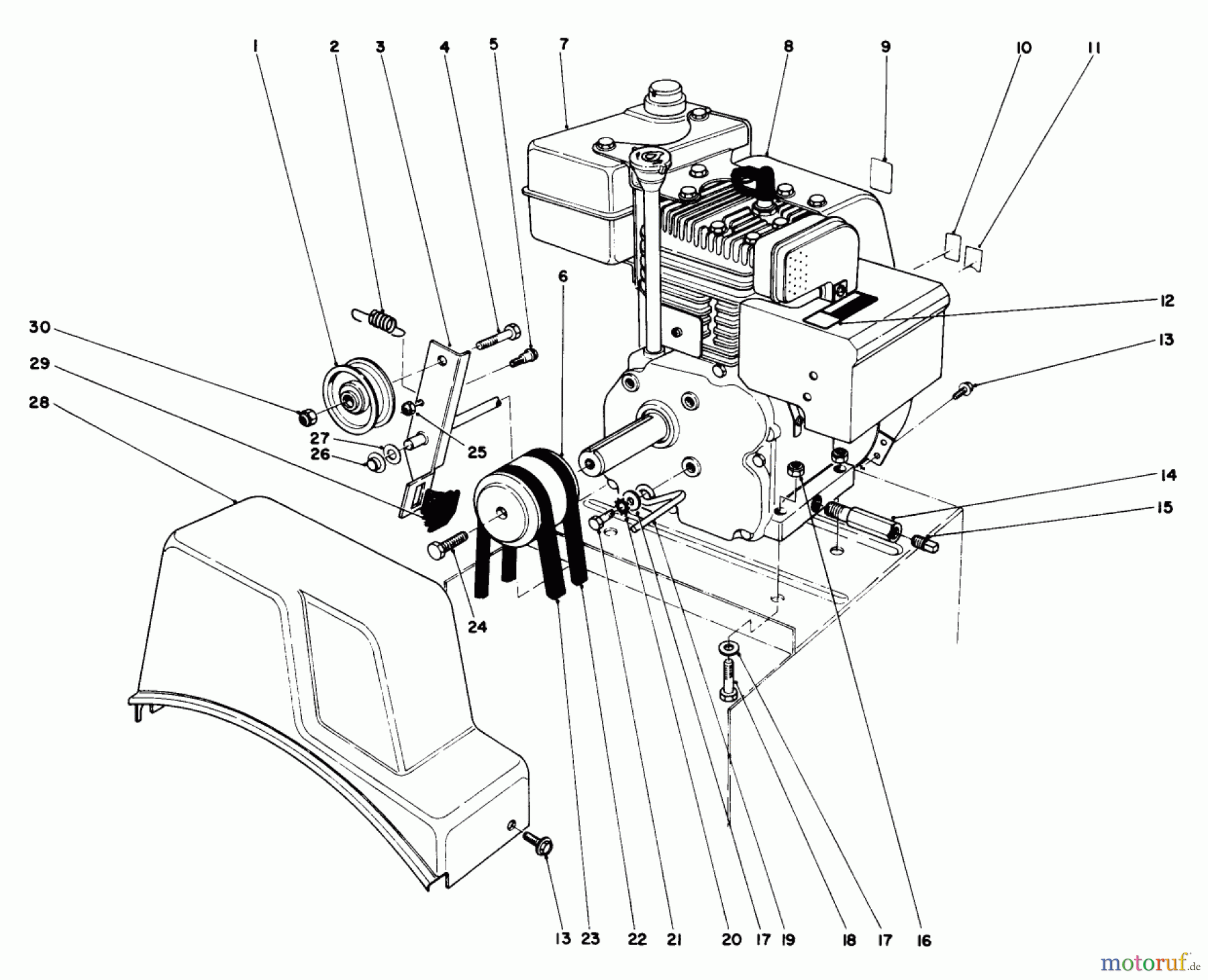 Toro Neu Snow Blowers/Snow Throwers Seite 1 38052C (521) - Toro 521 Snowthrower, 1988 (8000001-8999999) ENGINE ASSEMBLY