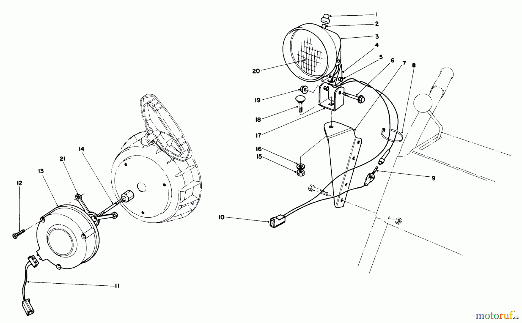 Toro Neu Snow Blowers/Snow Throwers Seite 1 38052 (521) - Toro 521 Snowthrower, 1989 (9000001-9999999) LIGHT KIT NO. 54-9822 (OPTIONAL)