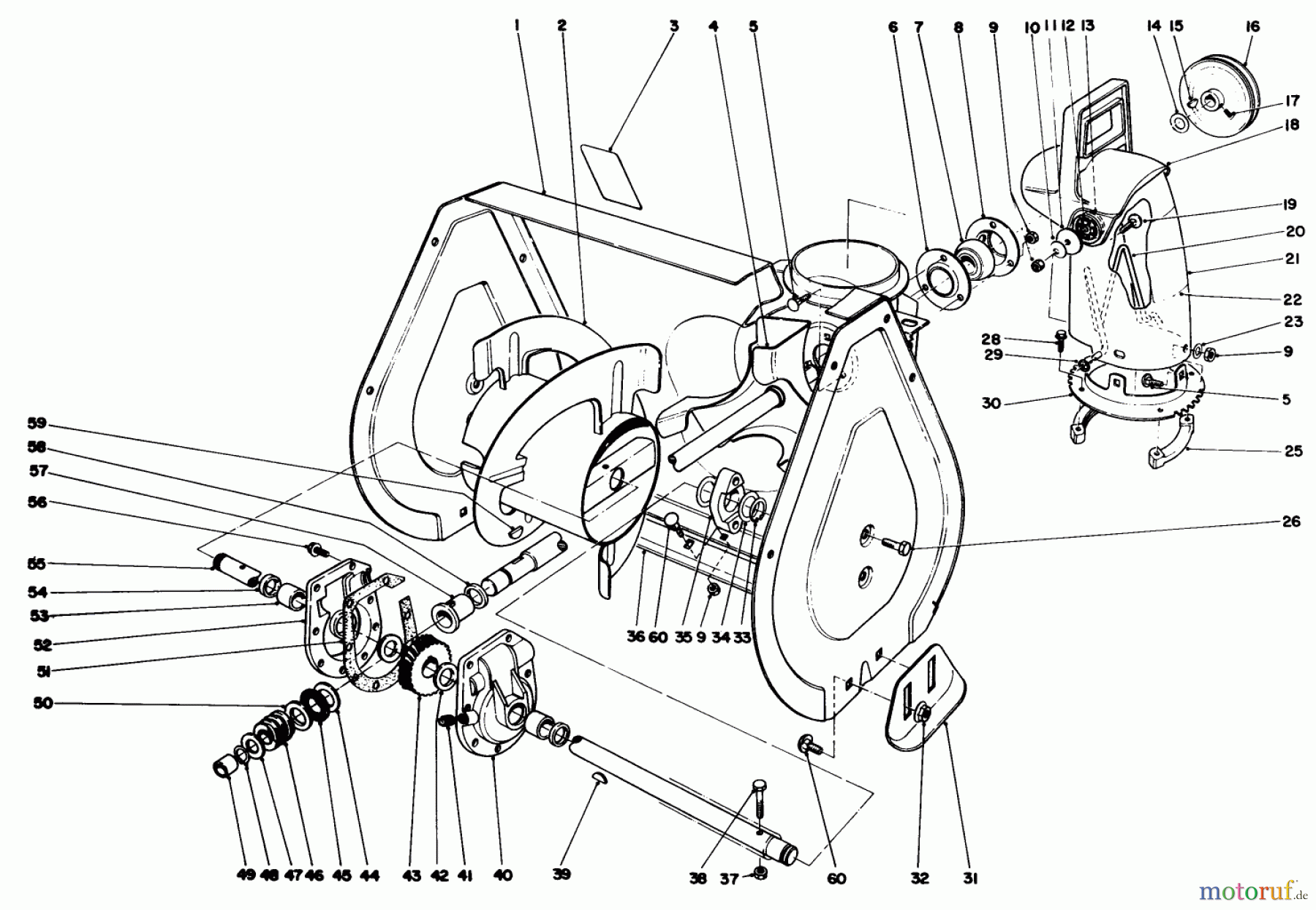  Toro Neu Snow Blowers/Snow Throwers Seite 1 38054 (521) - Toro 521 Snowthrower, 1990 (0000001-0999999) AUGER ASSEMBLY