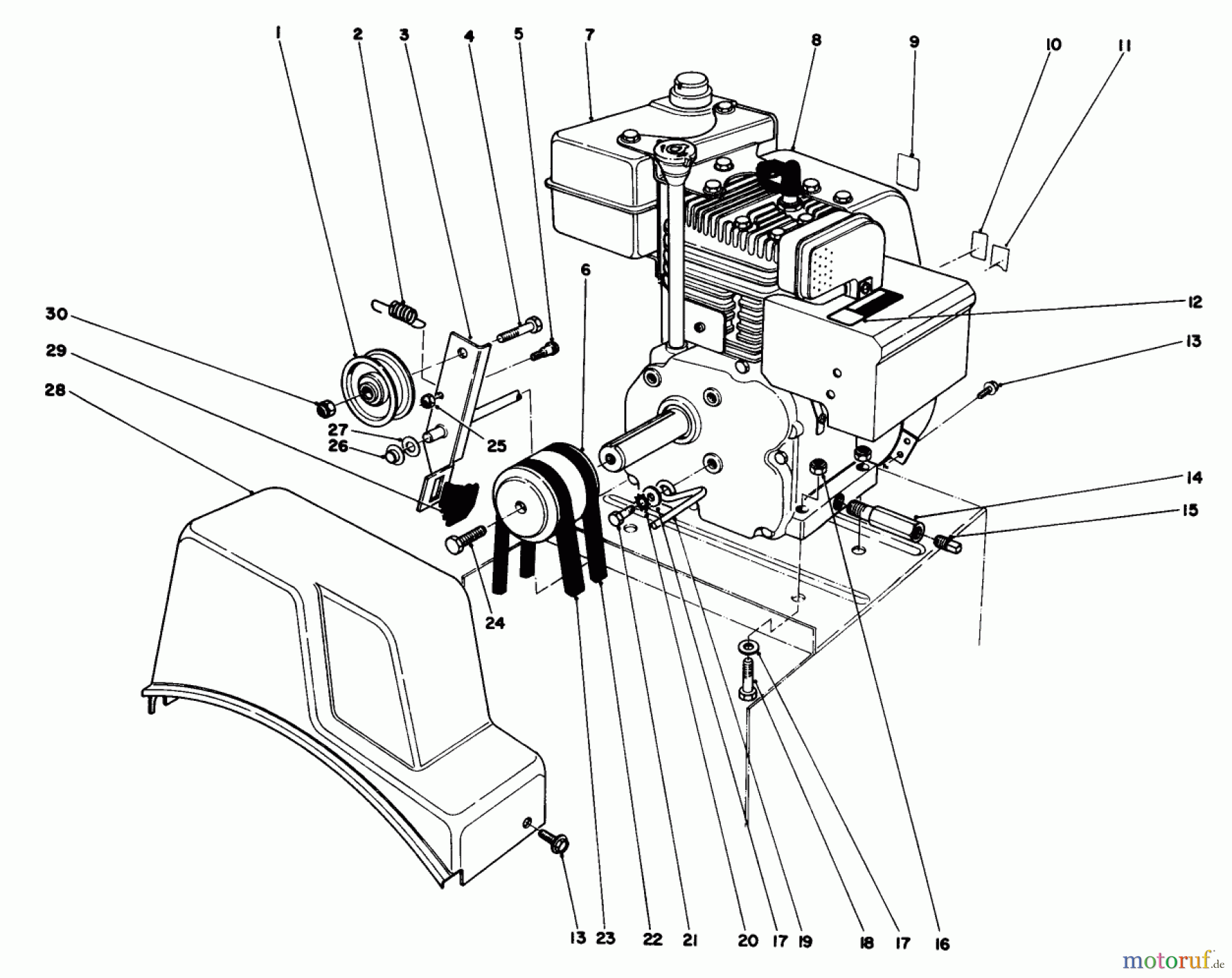 Toro Neu Snow Blowers/Snow Throwers Seite 1 38054 (521) - Toro 521 Snowthrower, 1990 (0000001-0999999) ENGINE ASSEMBLY