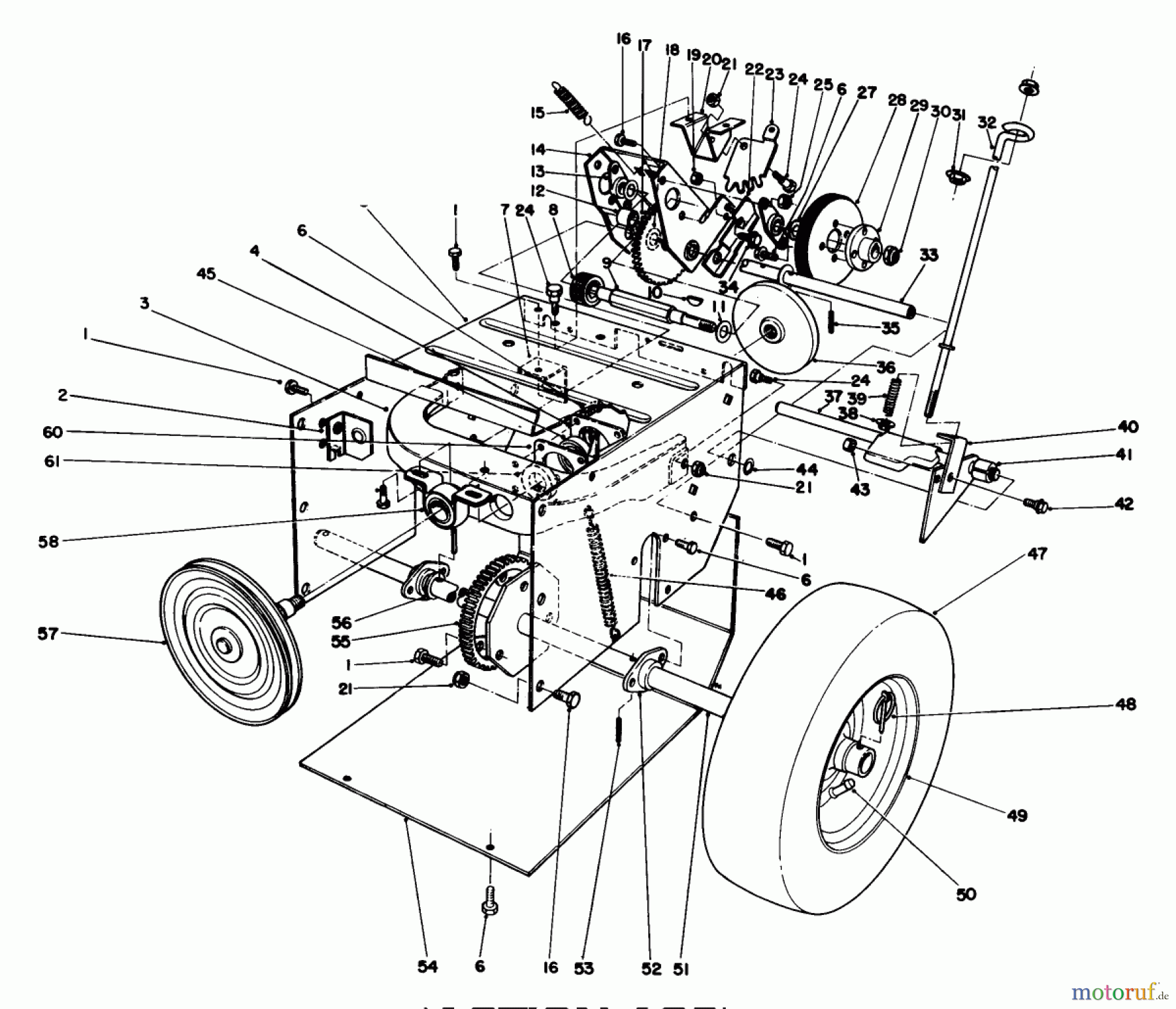 Toro Neu Snow Blowers/Snow Throwers Seite 1 38052 (521) - Toro 521 Snowthrower, 1992 (2000001-2999999) TRACTION ASSEMBLY