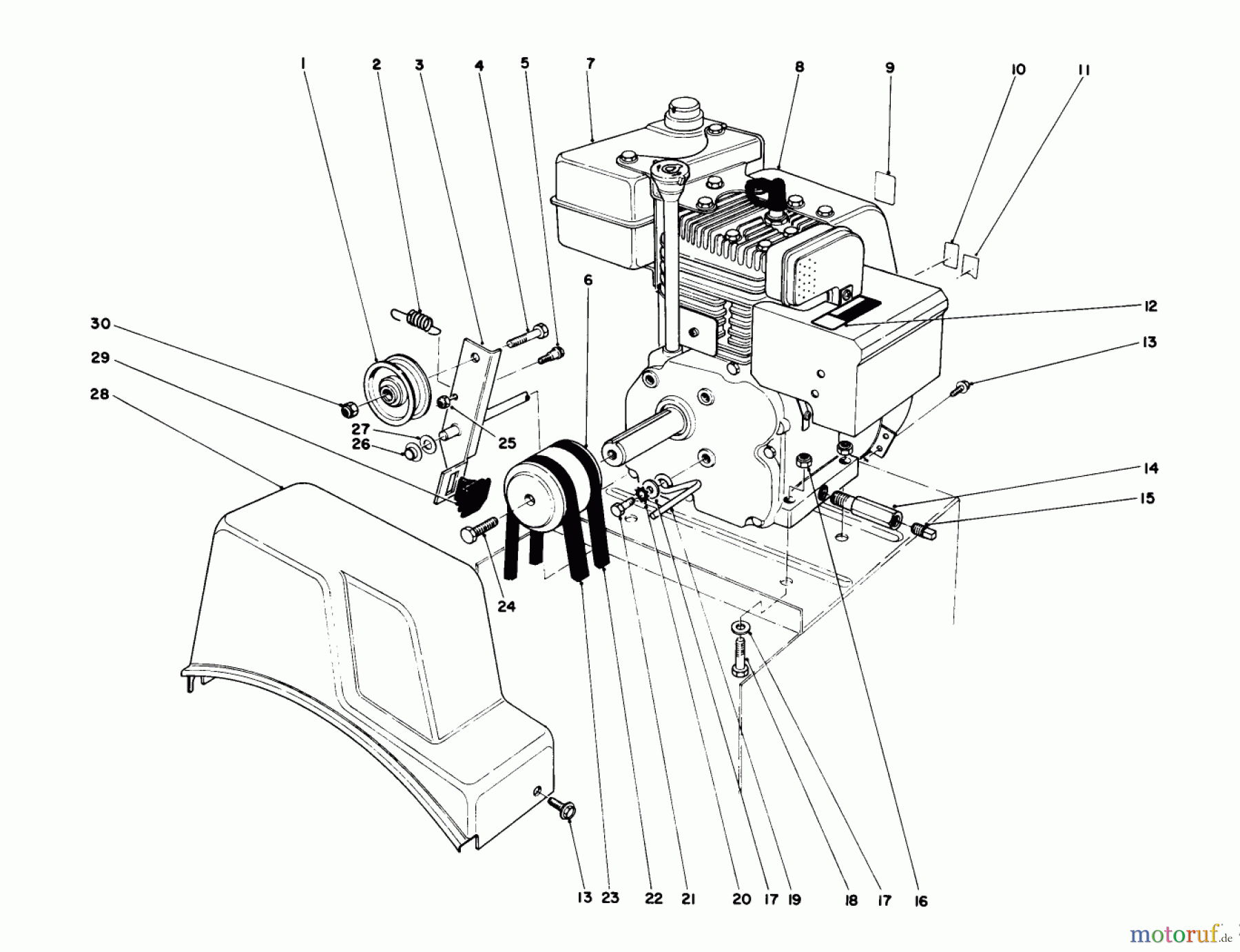  Toro Neu Snow Blowers/Snow Throwers Seite 1 38054 (521) - Toro 521 Snowthrower, 1993 (3900001-3999999) ENGINE ASSEMBLY