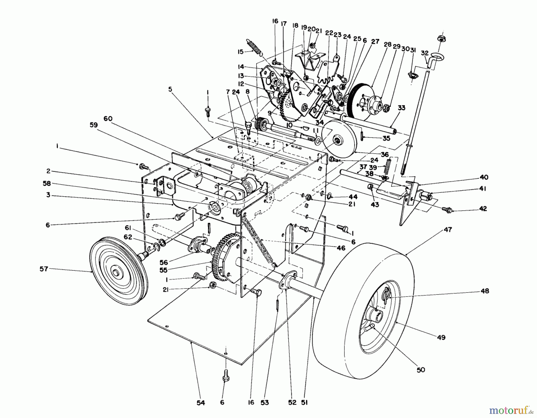 Toro Neu Snow Blowers/Snow Throwers Seite 1 38052 (521) - Toro 521 Snowthrower, 1993 (39000001-39999999) TRACTION ASSEMBLY