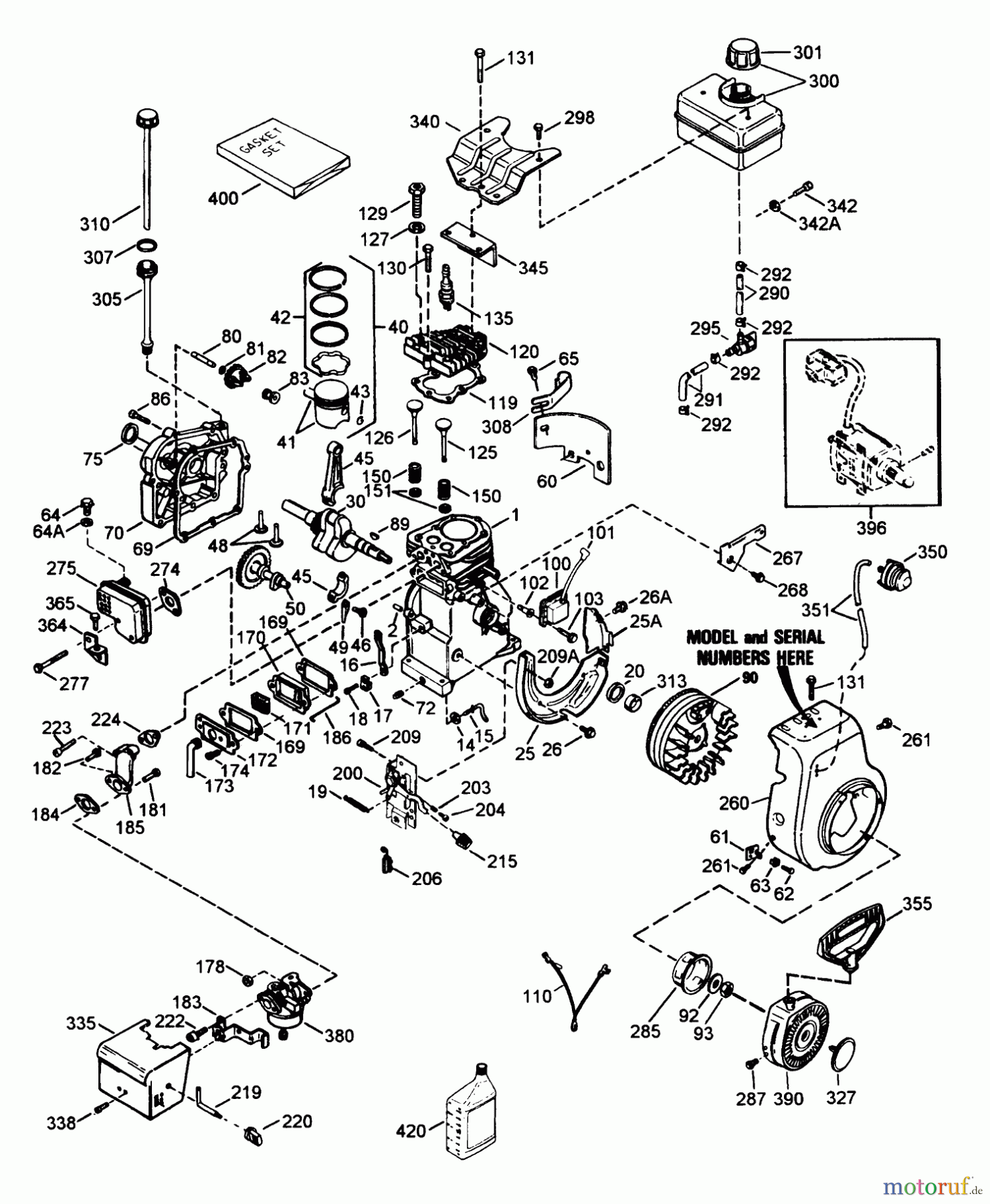 Toro Neu Snow Blowers/Snow Throwers Seite 1 38052 (521) - Toro 521 Snowthrower, 1994 (4900001-4999999) ENGINE TECUMSEH MODEL HSSK50-67259M