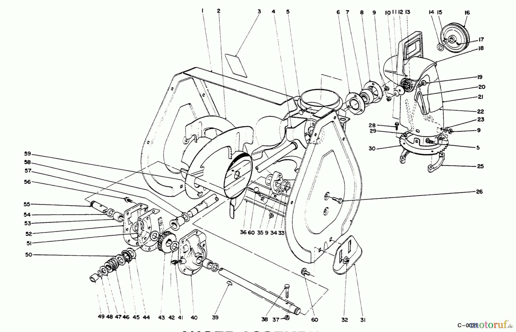 Toro Neu Snow Blowers/Snow Throwers Seite 1 38054 (521) - Toro 521 Snowthrower, 1995 (5900001-5999999) AUGER ASSEMBLY