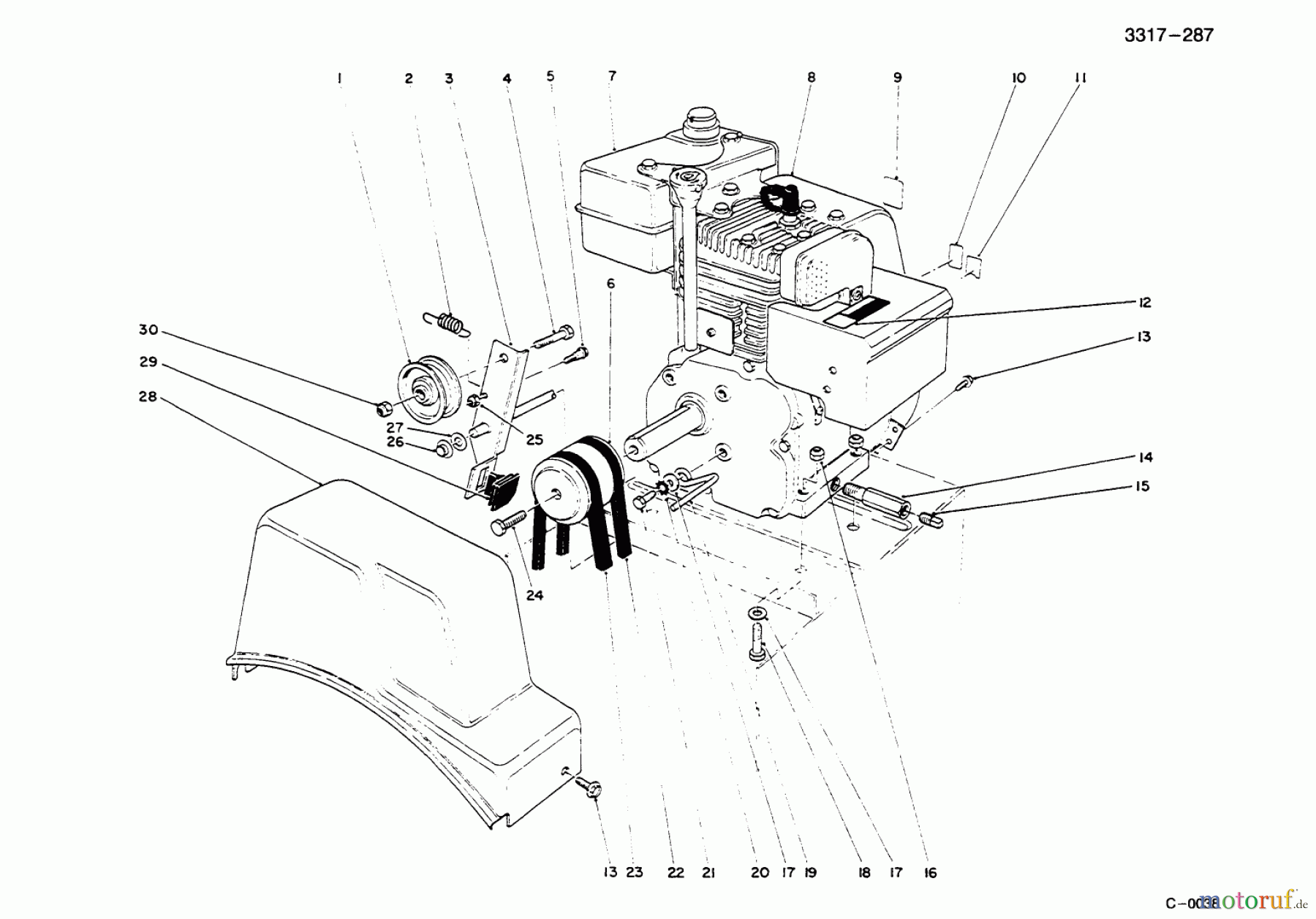 Toro Neu Snow Blowers/Snow Throwers Seite 1 38052 (521) - Toro 521 Snowthrower, 1995 (59000001-59999999) ENGINE ASSEMBLY