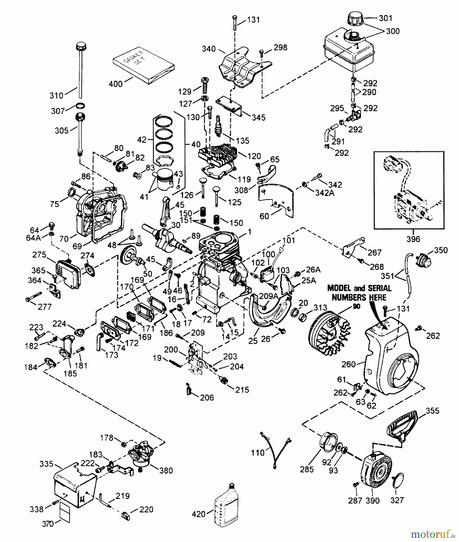  Toro Neu Snow Blowers/Snow Throwers Seite 1 38054 (521) - Toro 521 Snowthrower, 1995 (5900001-5999999) ENGINE TECUMSEH MODEL HSSK50-67259N
