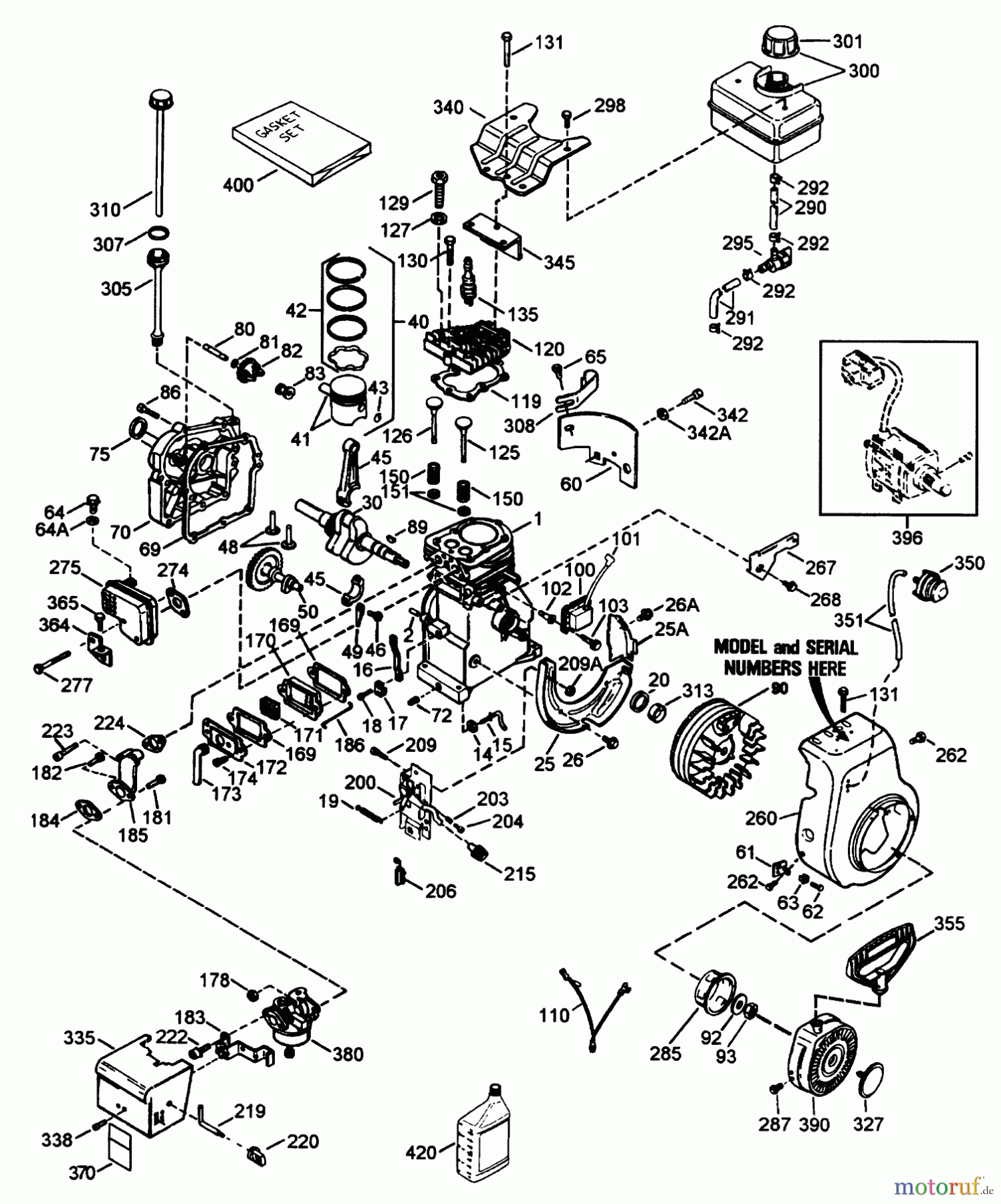 Toro Neu Snow Blowers/Snow Throwers Seite 1 38054 (521) - Toro 521 Snowthrower, 1996 (6900001-6999999) ENGINE TECUMSEH MODEL HSSK50-67259P