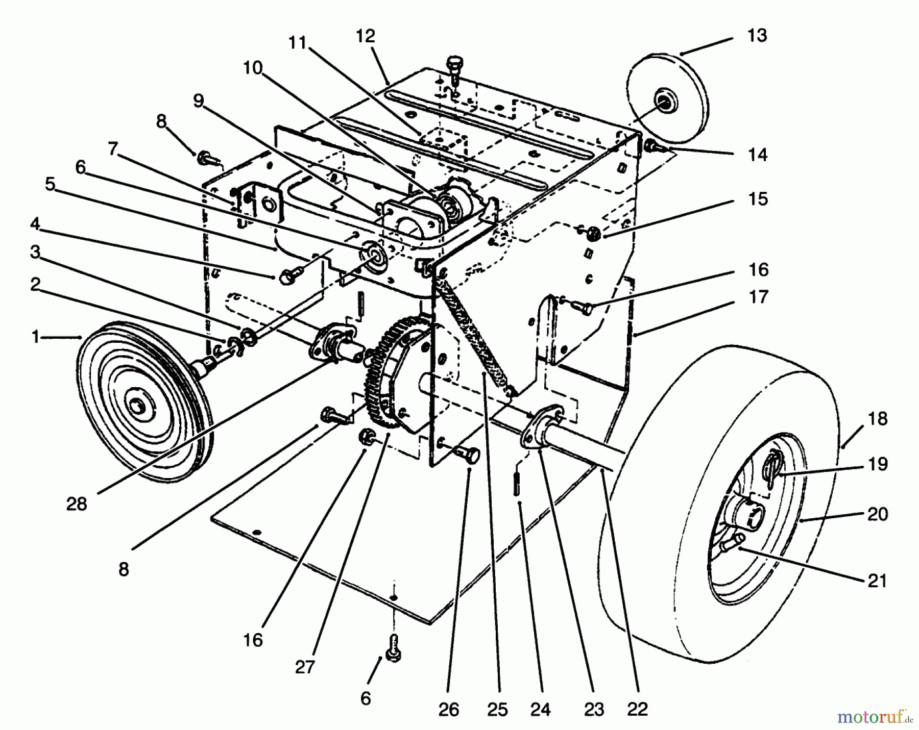 Toro Neu Snow Blowers/Snow Throwers Seite 1 38054 (521) - Toro 521 Snowthrower, 1996 (6900001-6999999) TRACTION ASSEMBLY #1