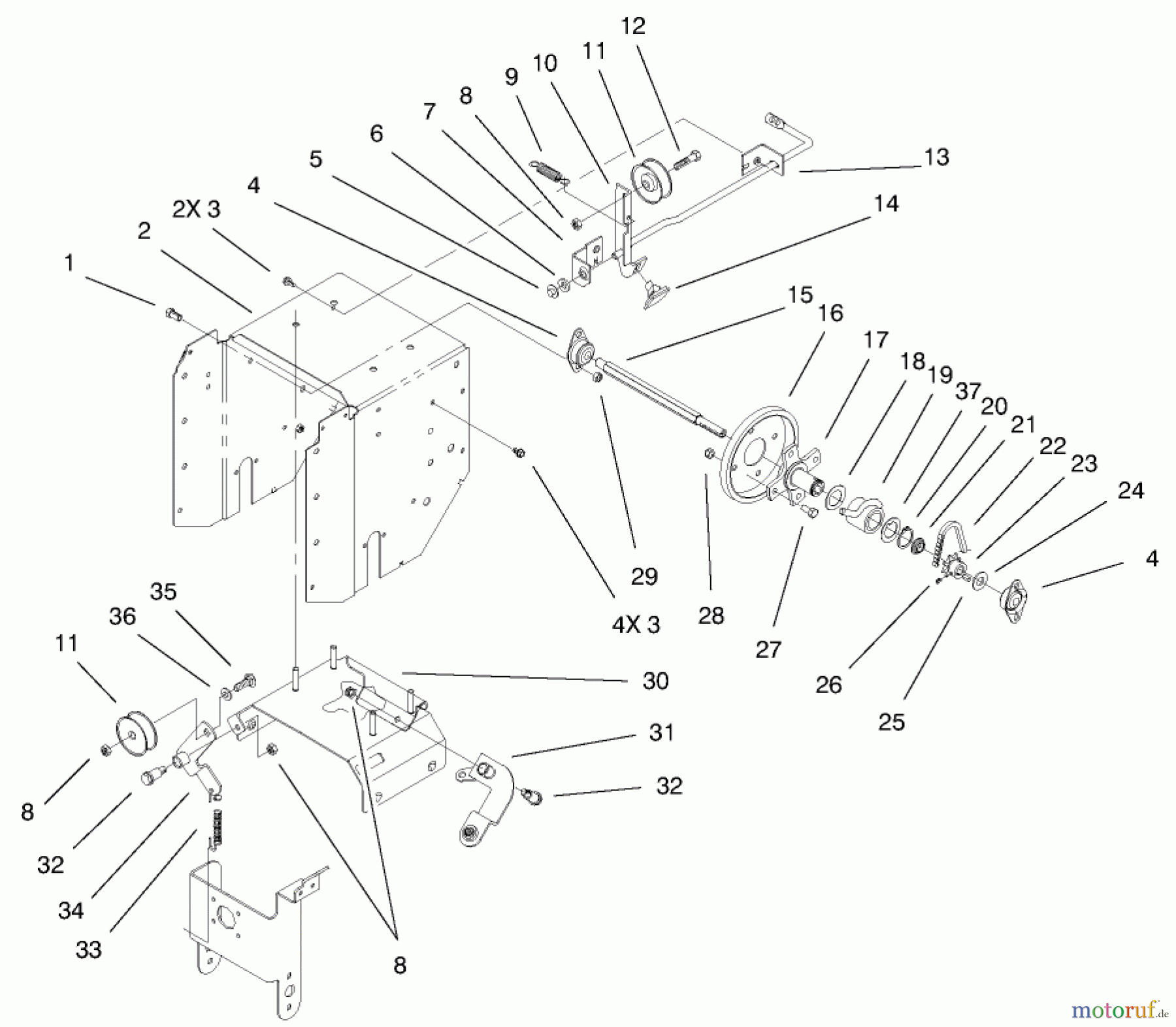 Toro Neu Snow Blowers/Snow Throwers Seite 1 38078 (824) - Toro 824 Power Throw Snowthrower, 2002 (220000001-220999999) UPPER TRACTION ASSEMBLY
