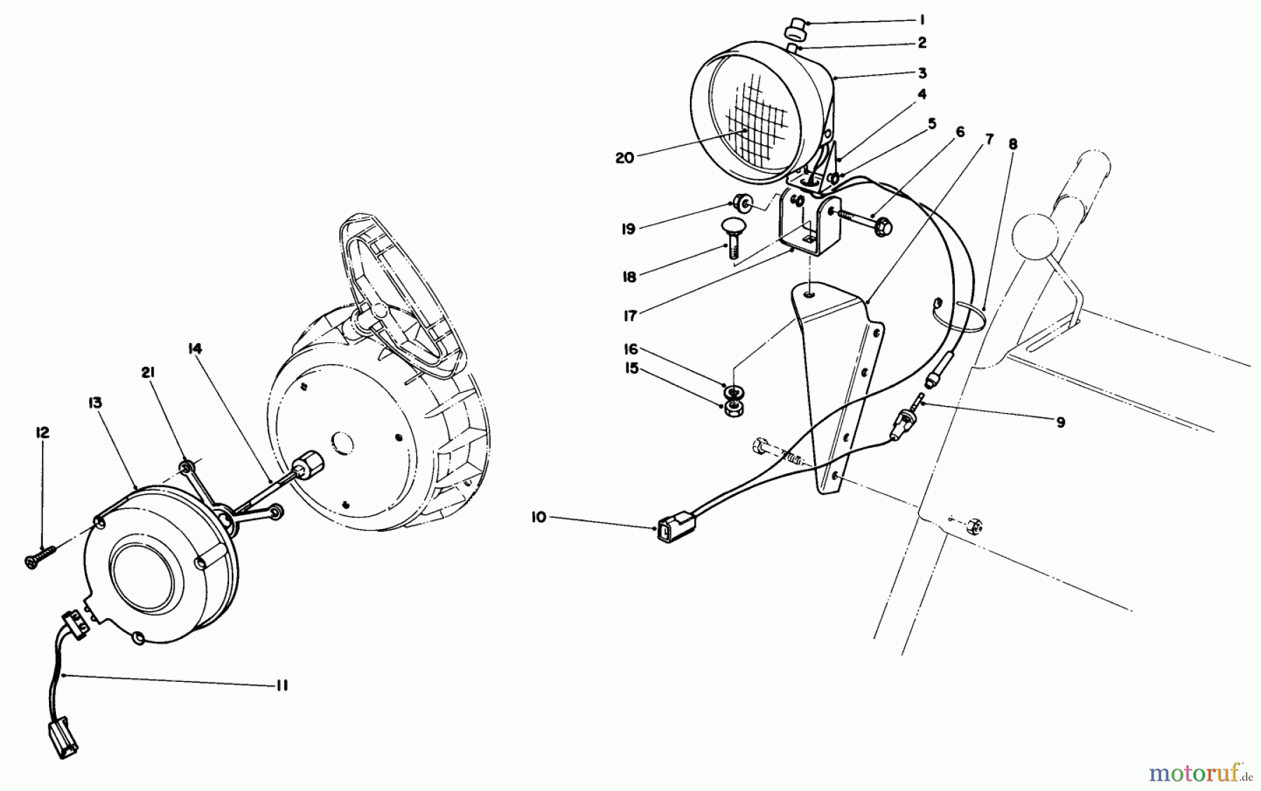 Toro Neu Snow Blowers/Snow Throwers Seite 1 38054 (521) - Toro 521 Snowthrower, 1992 (2000001-2999999) LIGHT KIT NO. 54-9822 (OPTIONAL)