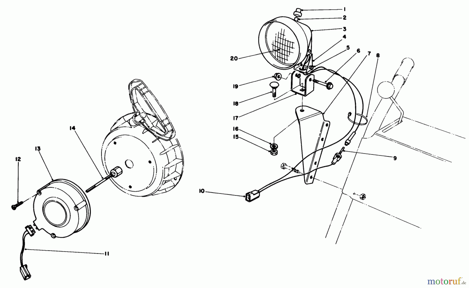 Toro Neu Snow Blowers/Snow Throwers Seite 1 38056 (521) - Toro 521 Snowthrower, 1985 (5000001-5999999) LIGHT KIT NO. 54-9821 (OPTIONAL)