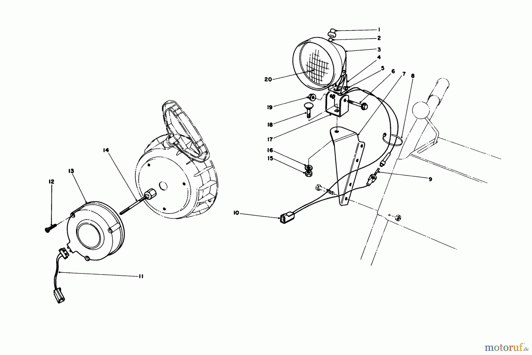 Toro Neu Snow Blowers/Snow Throwers Seite 1 38056 (521) - Toro 521 Snowthrower, 1987 (7000001-7999999) LIGHT KIT NO. 54-9821 (OPTIONAL)