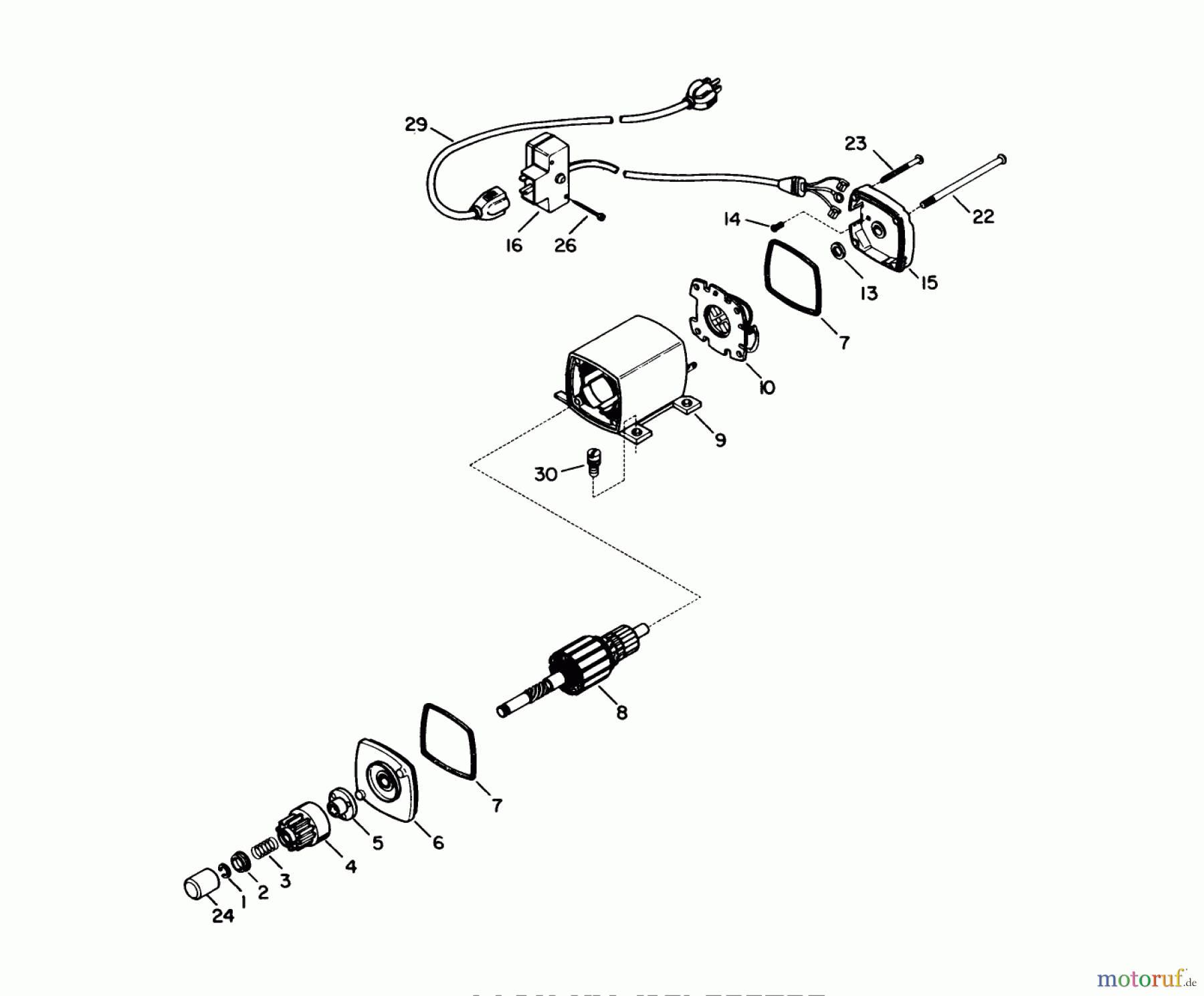 Toro Neu Snow Blowers/Snow Throwers Seite 1 38056 (521) - Toro 521 Snowthrower, 1987 (7000001-7999999) STARTER MOTOR KIT NO. 33328C