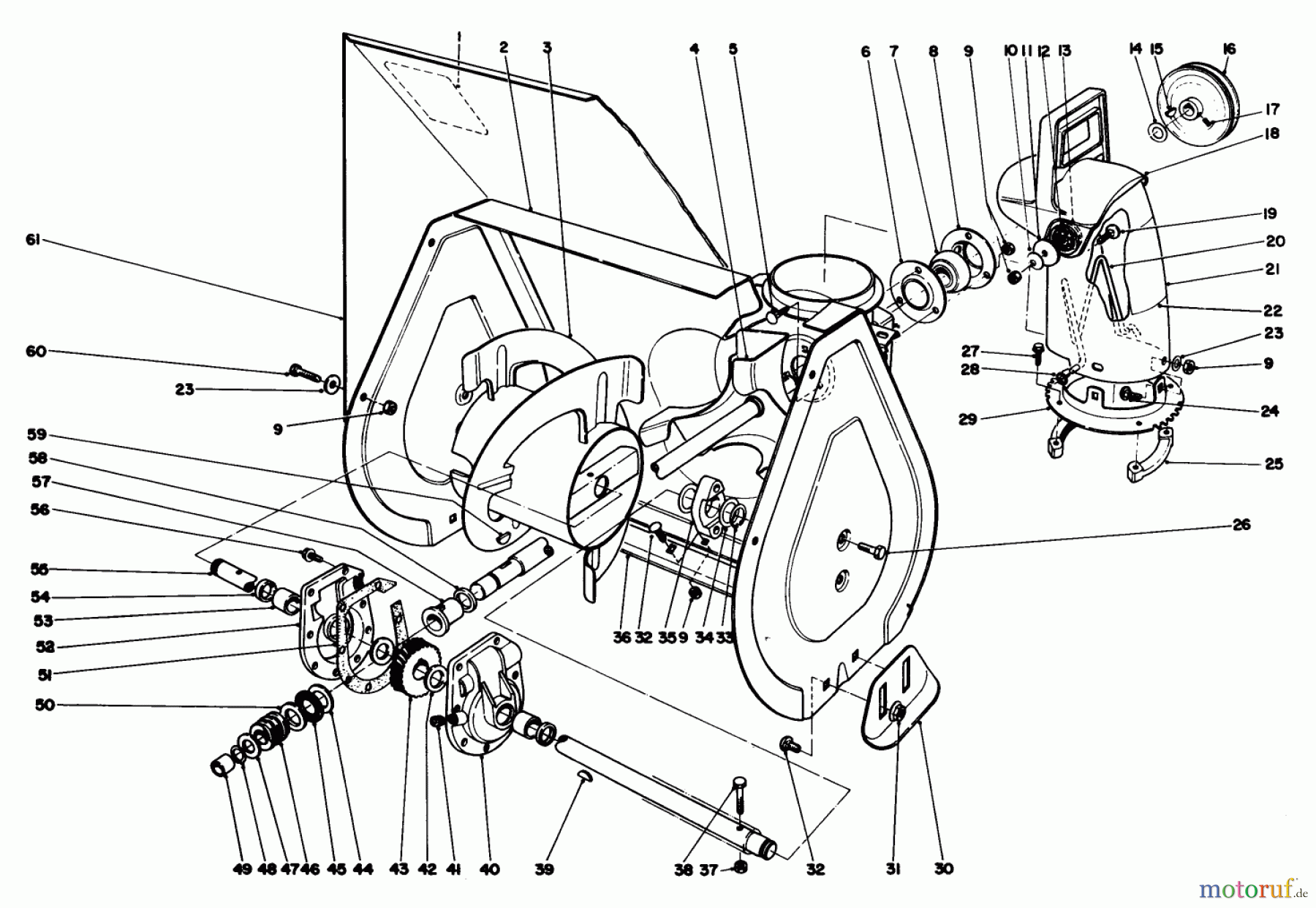 Toro Neu Snow Blowers/Snow Throwers Seite 1 38056 (521) - Toro 521 Snowthrower, 1989 (9000001-9999999) AUGER ASSEMBLY