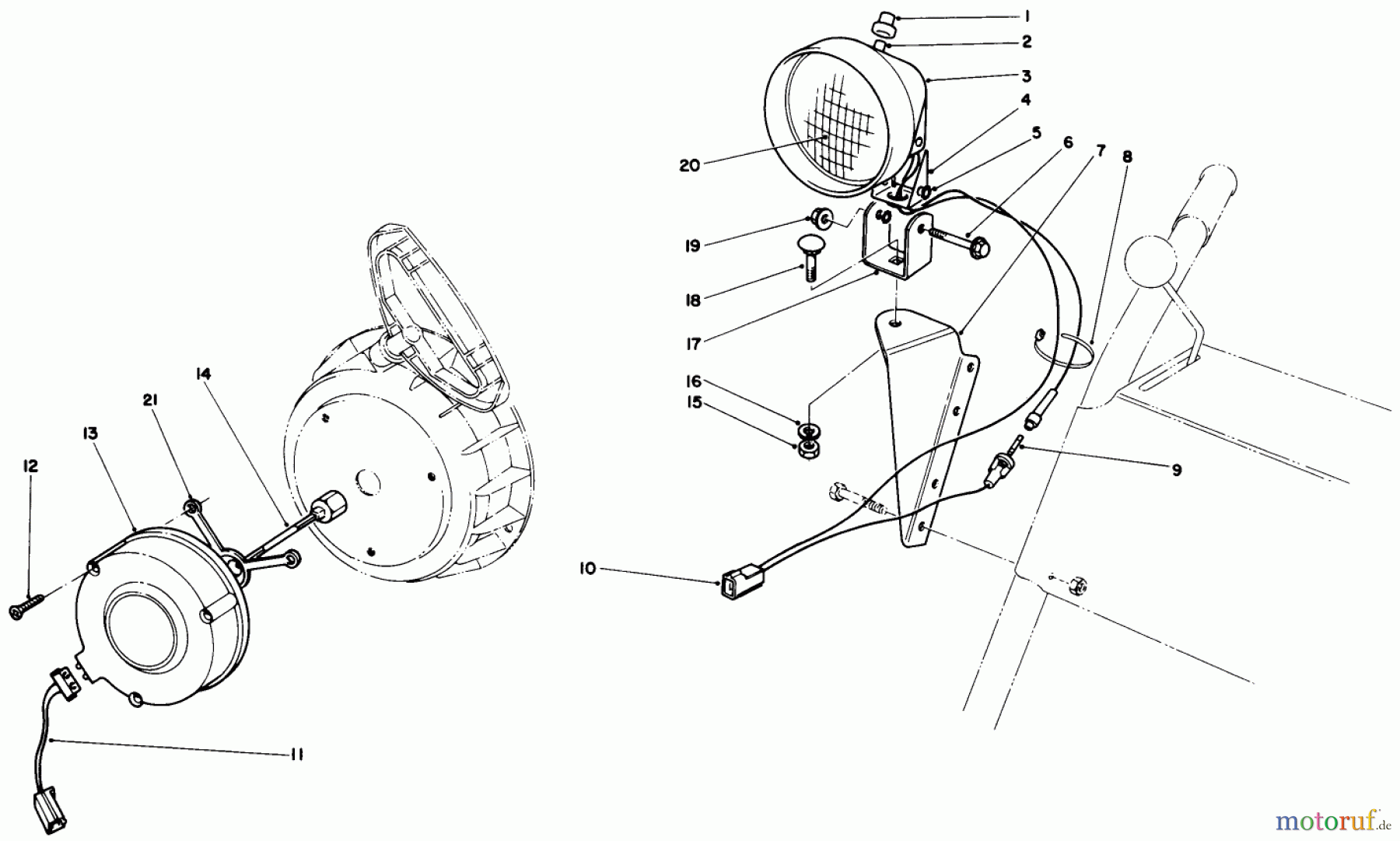 Toro Neu Snow Blowers/Snow Throwers Seite 1 38056 (521) - Toro 521 Snowthrower, 1990 (0000001-0999999) LIGHT KIT NO. 54-9822 (OPTIONAL)