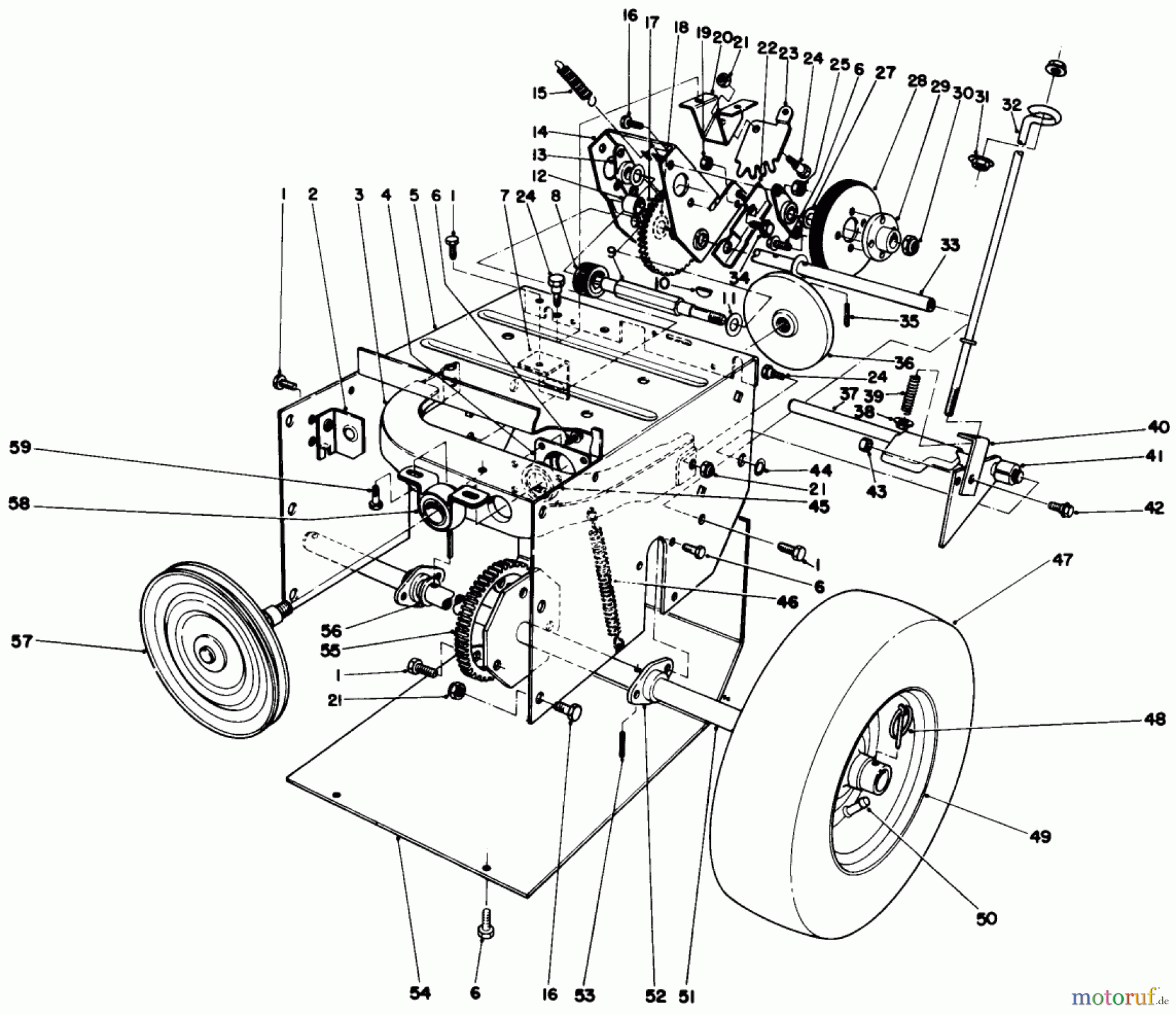  Toro Neu Snow Blowers/Snow Throwers Seite 1 38056 (521) - Toro 521 Snowthrower, 1990 (0000001-0999999) TRACTION ASSEMBLY