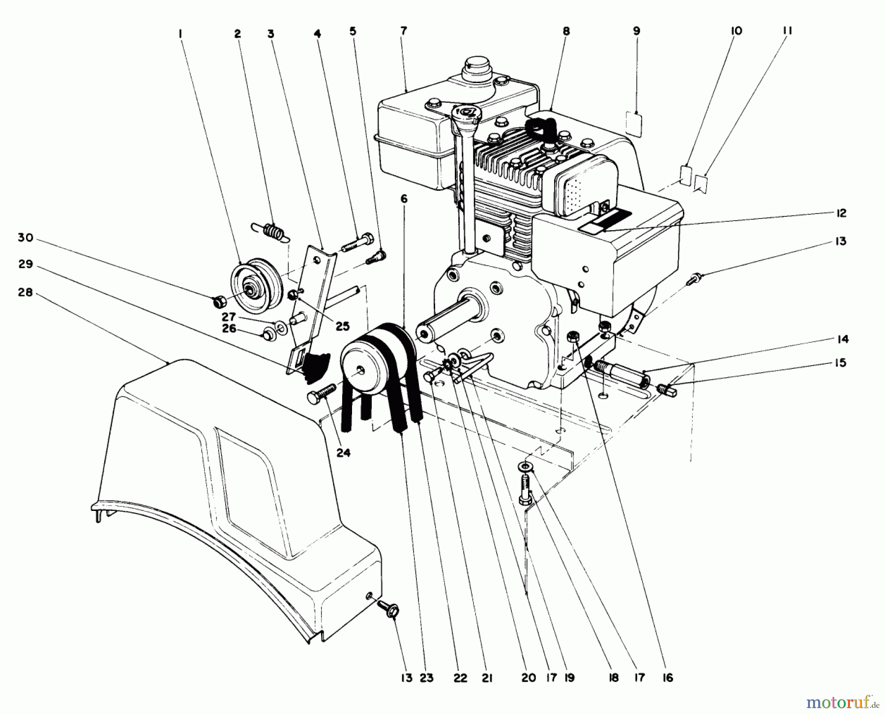 Toro Neu Snow Blowers/Snow Throwers Seite 1 38056C (521) - Toro 521 Snowthrower, 1989 (9000001-9999999) ENGINE ASSEMBLY