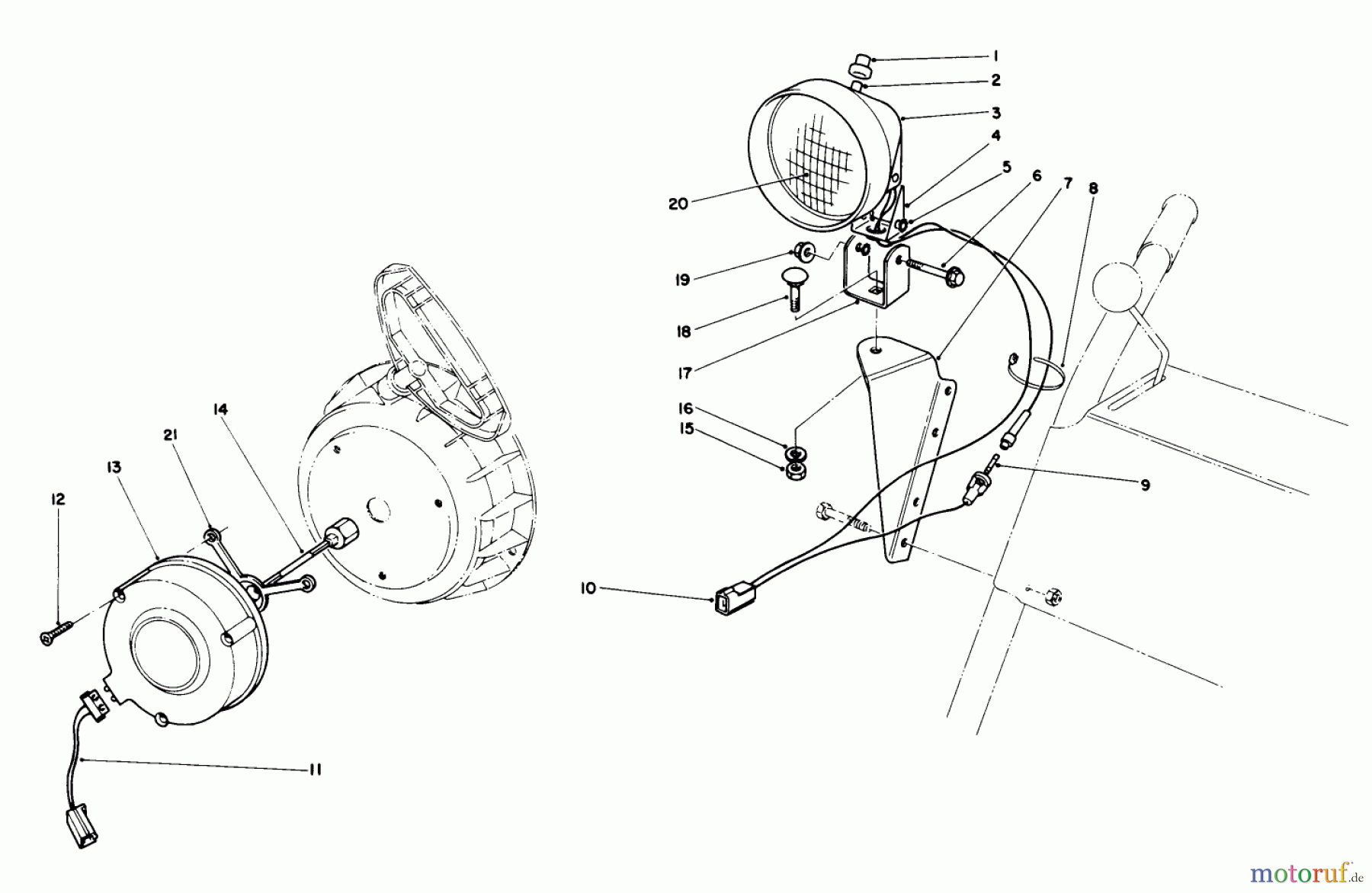 Toro Neu Snow Blowers/Snow Throwers Seite 1 38056C (521) - Toro 521 Snowthrower, 1988 (8000001-8999999) LIGHT KIT NO. 54-9822 (OPTIONAL)