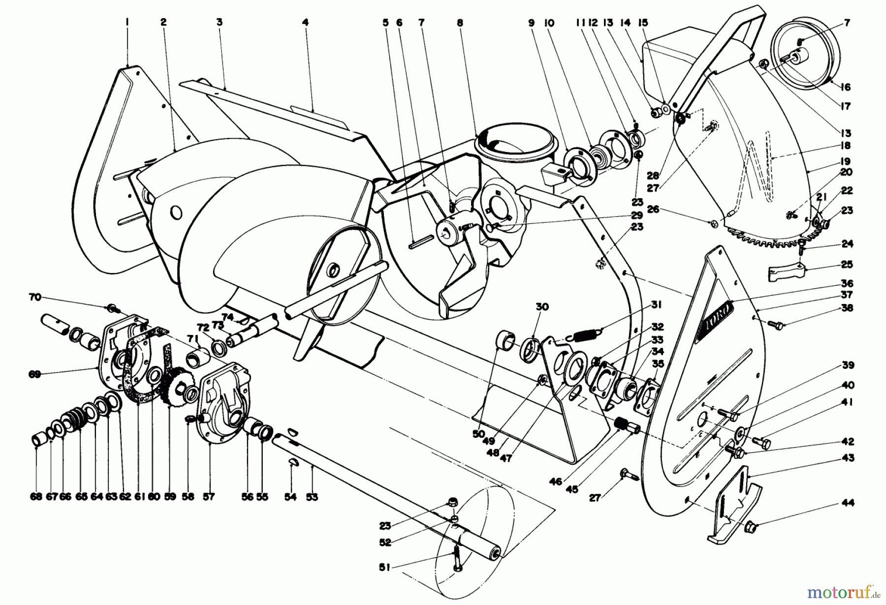 Toro Neu Snow Blowers/Snow Throwers Seite 1 38070 (1032) - Toro 1032 Snowthrower, 1978 (8000001-8999999) AUGER ASSEMBLY