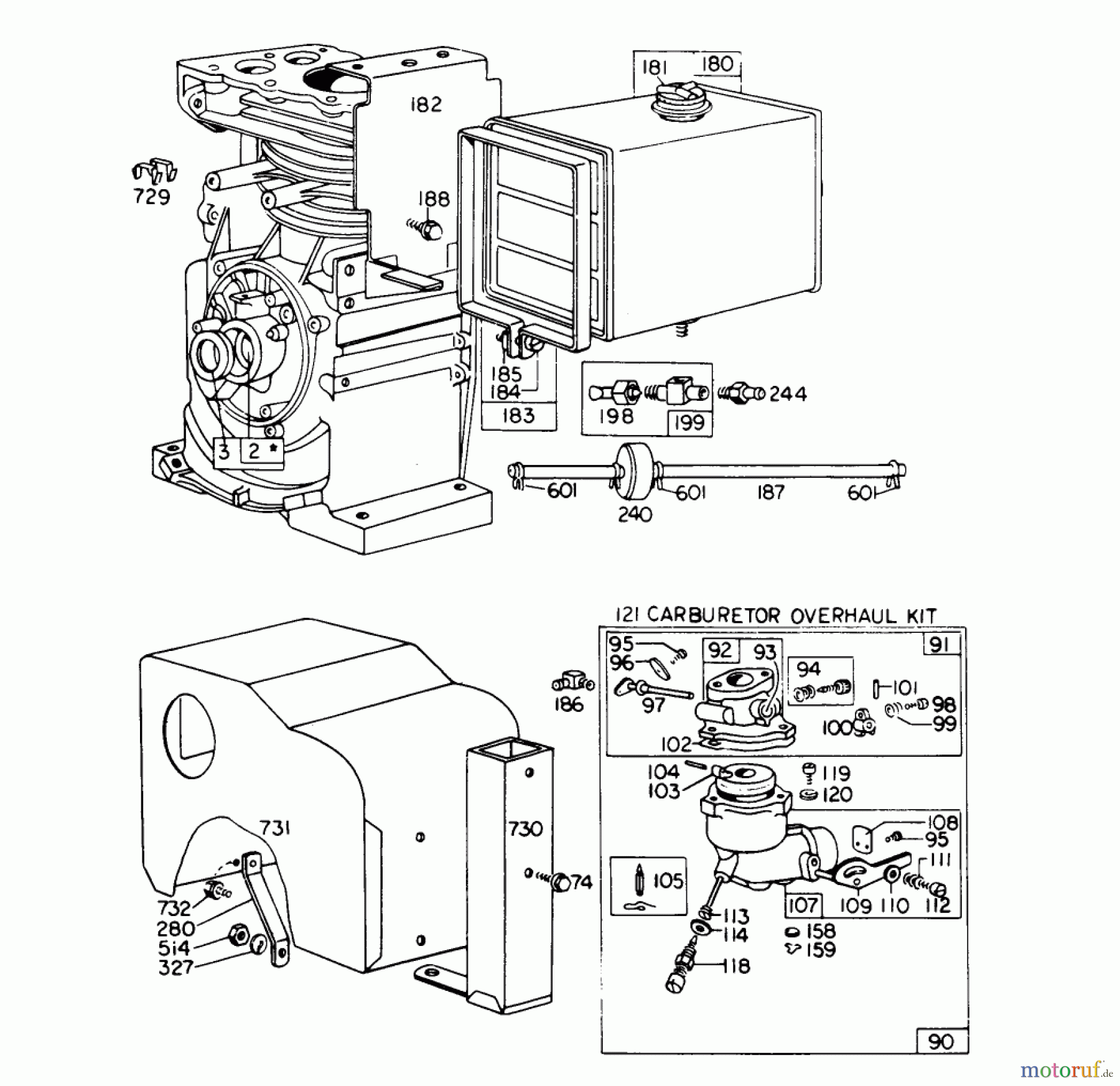 Toro Neu Snow Blowers/Snow Throwers Seite 1 38070 (1032) - Toro 1032 Snowthrower, 1978 (8000001-8999999) CARBURETOR ASSEMBLY (8 H.P. SNOWTHROWER MODEL 38060)