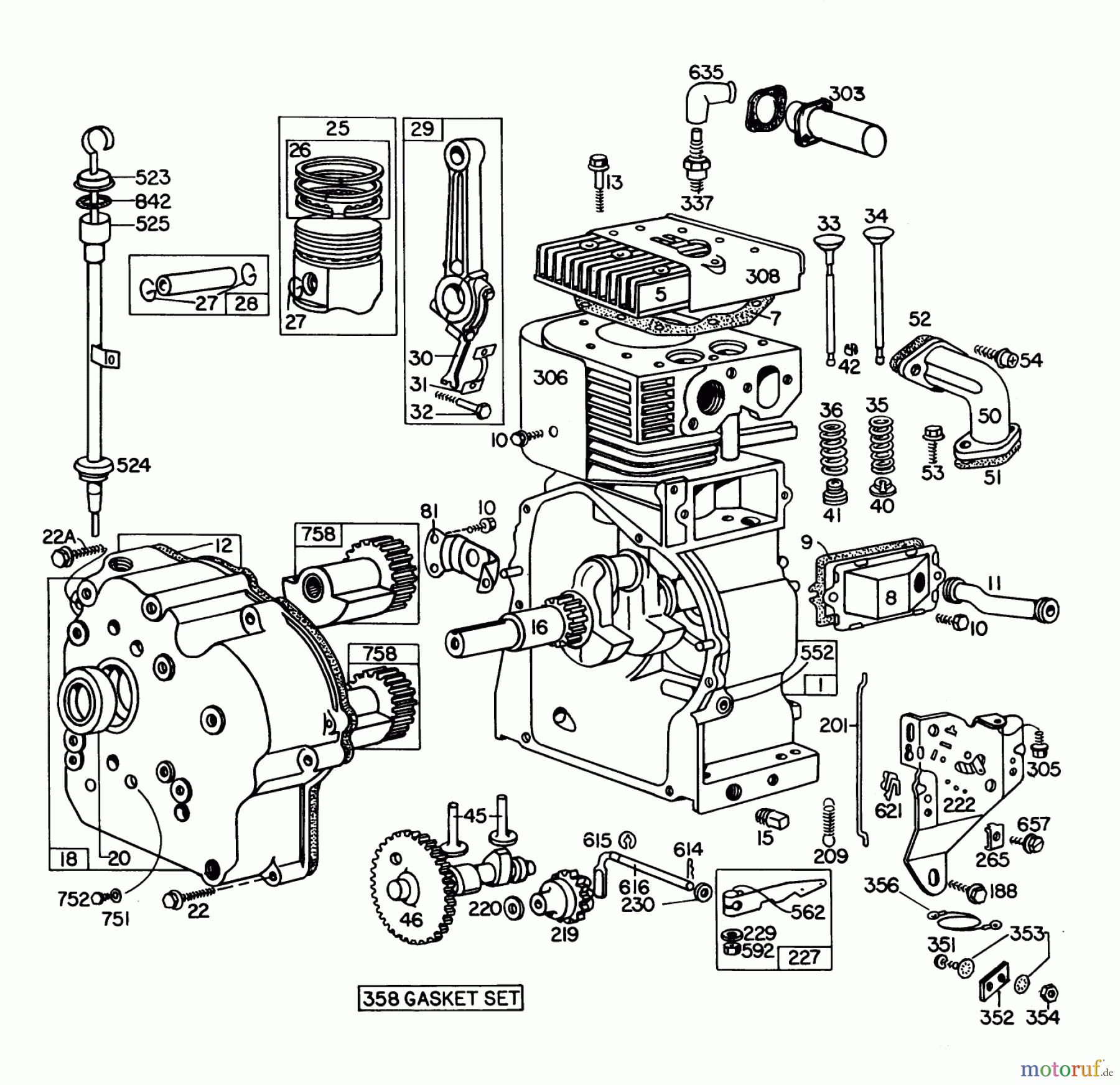 Toro Neu Snow Blowers/Snow Throwers Seite 1 38070 (1032) - Toro 1032 Snowthrower, 1978 (8000001-8999999) ENGINE BRIGGS & STRATTON MODEL NO. 251412 TYPE NO. 0195-01 (10 H.P. SNOWTHROWER MODEL 38070) #1