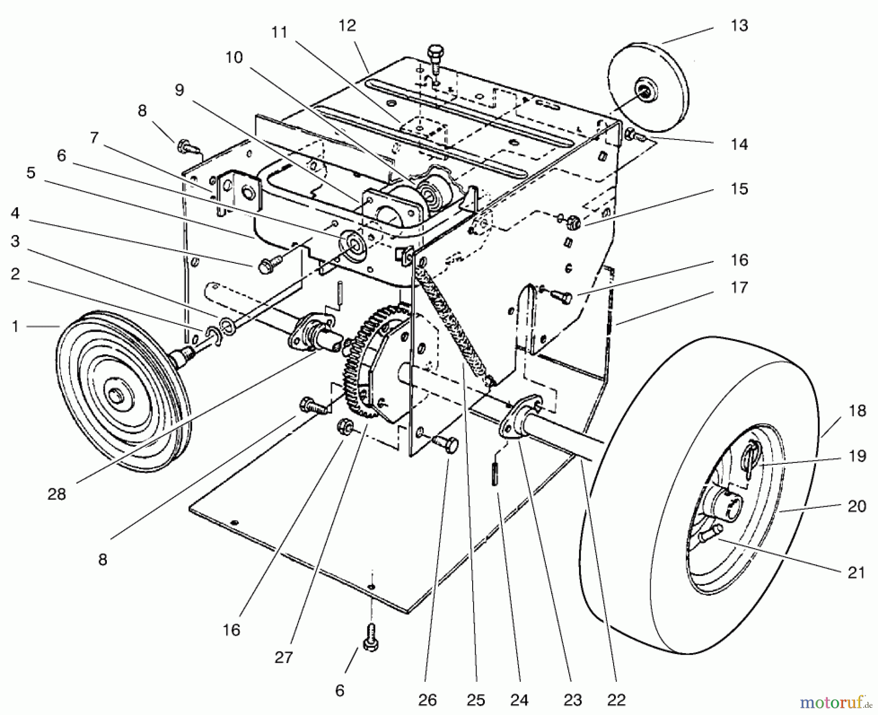  Toro Neu Snow Blowers/Snow Throwers Seite 1 38062 (622) - Toro 622 Snowthrower, 1998 (8900001-8999999) TRACTION ASSEMBLY #1