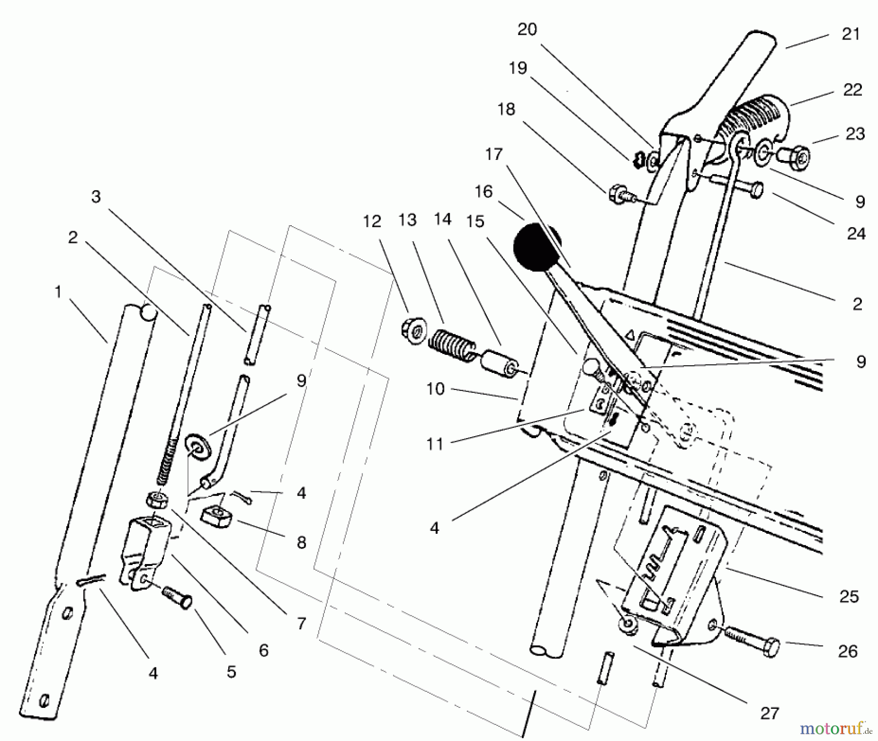 Toro Neu Snow Blowers/Snow Throwers Seite 1 38063 (622) - Toro 622 Snowthrower, 1999 (9900001-9999999) HANDLE ASSEMBLY RIGHT SIDE