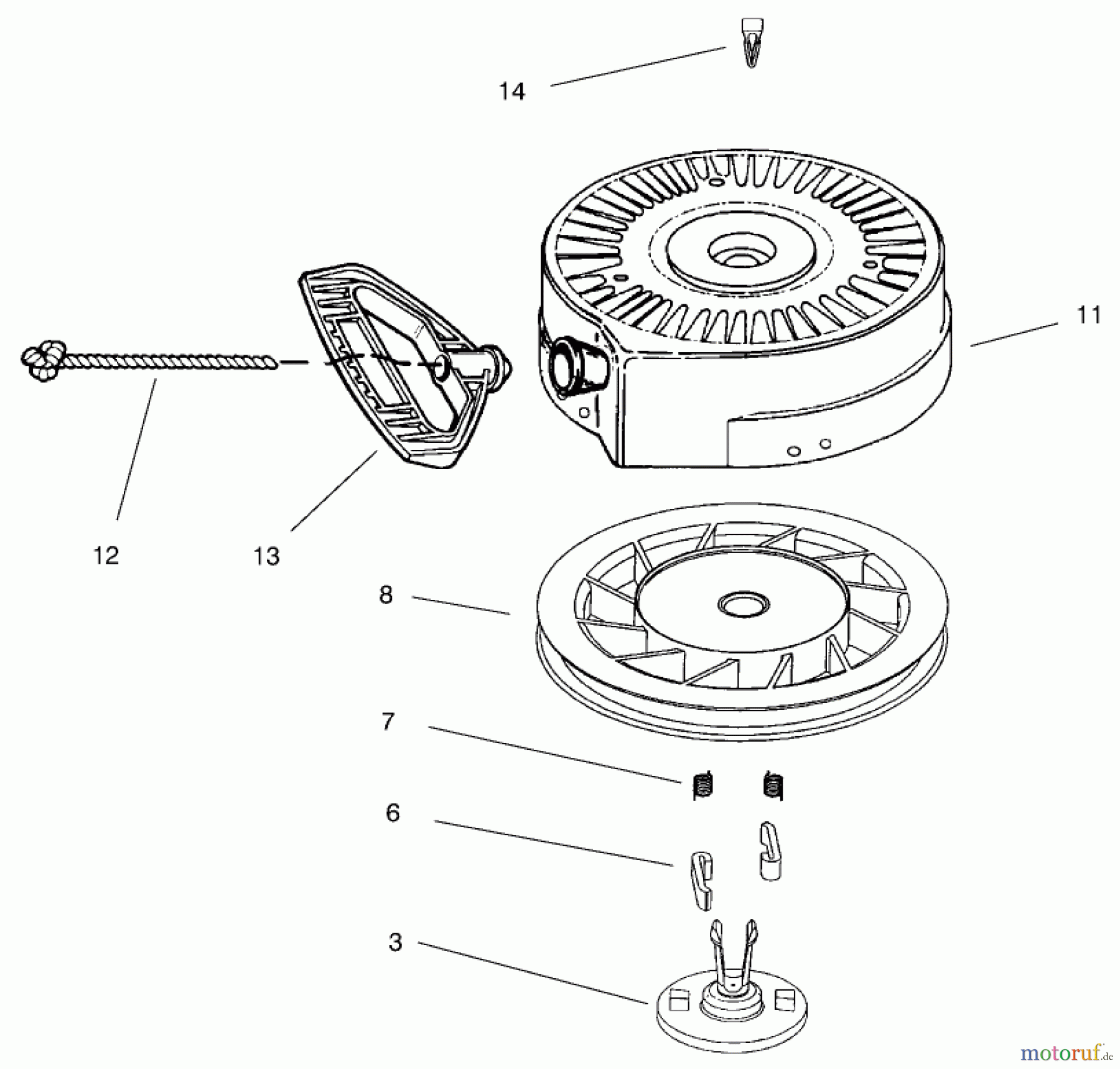 Toro Neu Snow Blowers/Snow Throwers Seite 1 38063 (622) - Toro 622 Snowthrower, 2000 (000000001-000999999) RECOIL STARTER NO. 590742