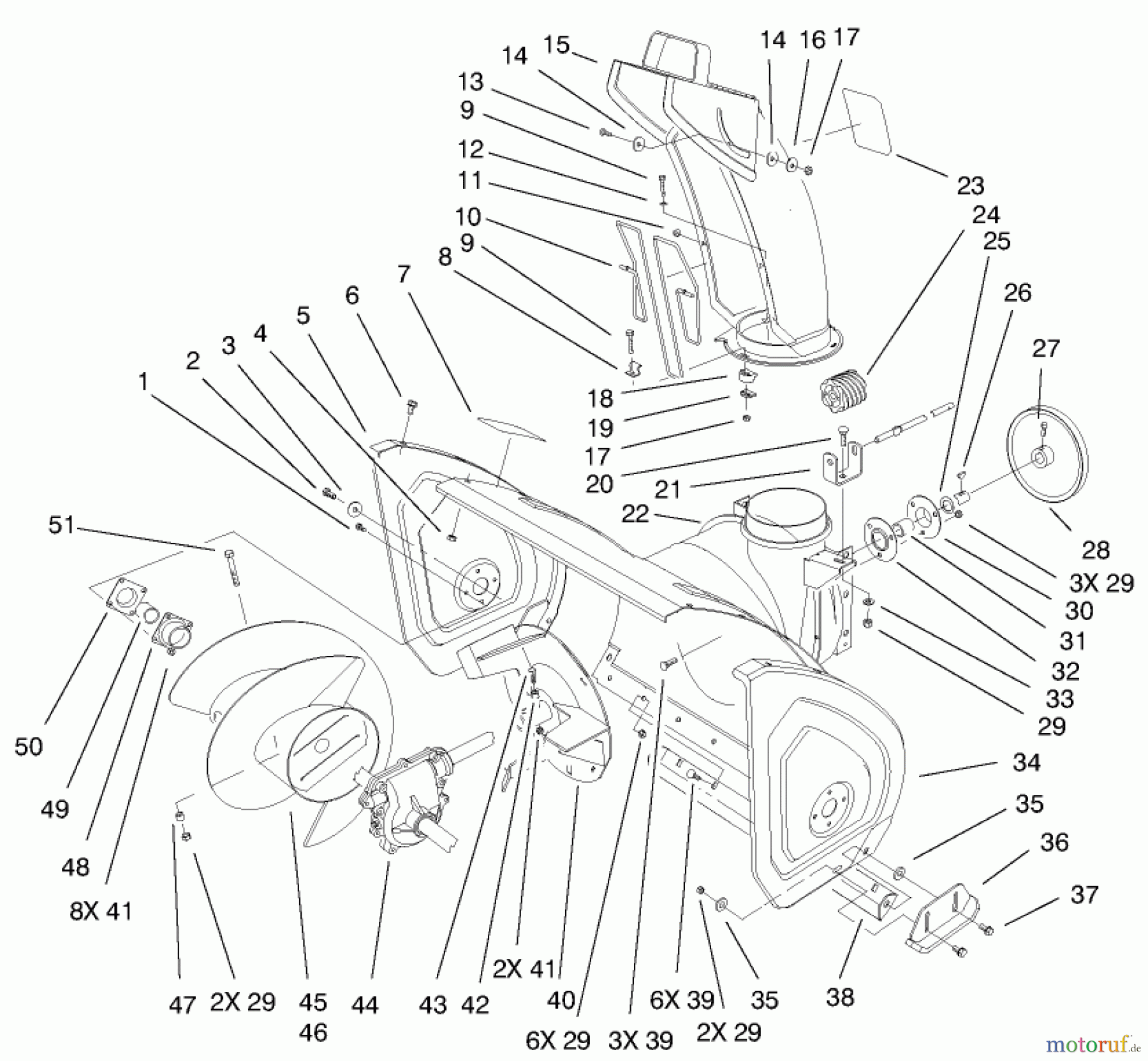 Toro Neu Snow Blowers/Snow Throwers Seite 1 38066 (824XL) - Toro 824XL Power Throw Snowthrower, 2000 (200000001-200999999) AUGER & HOUSING ASSEMBLY
