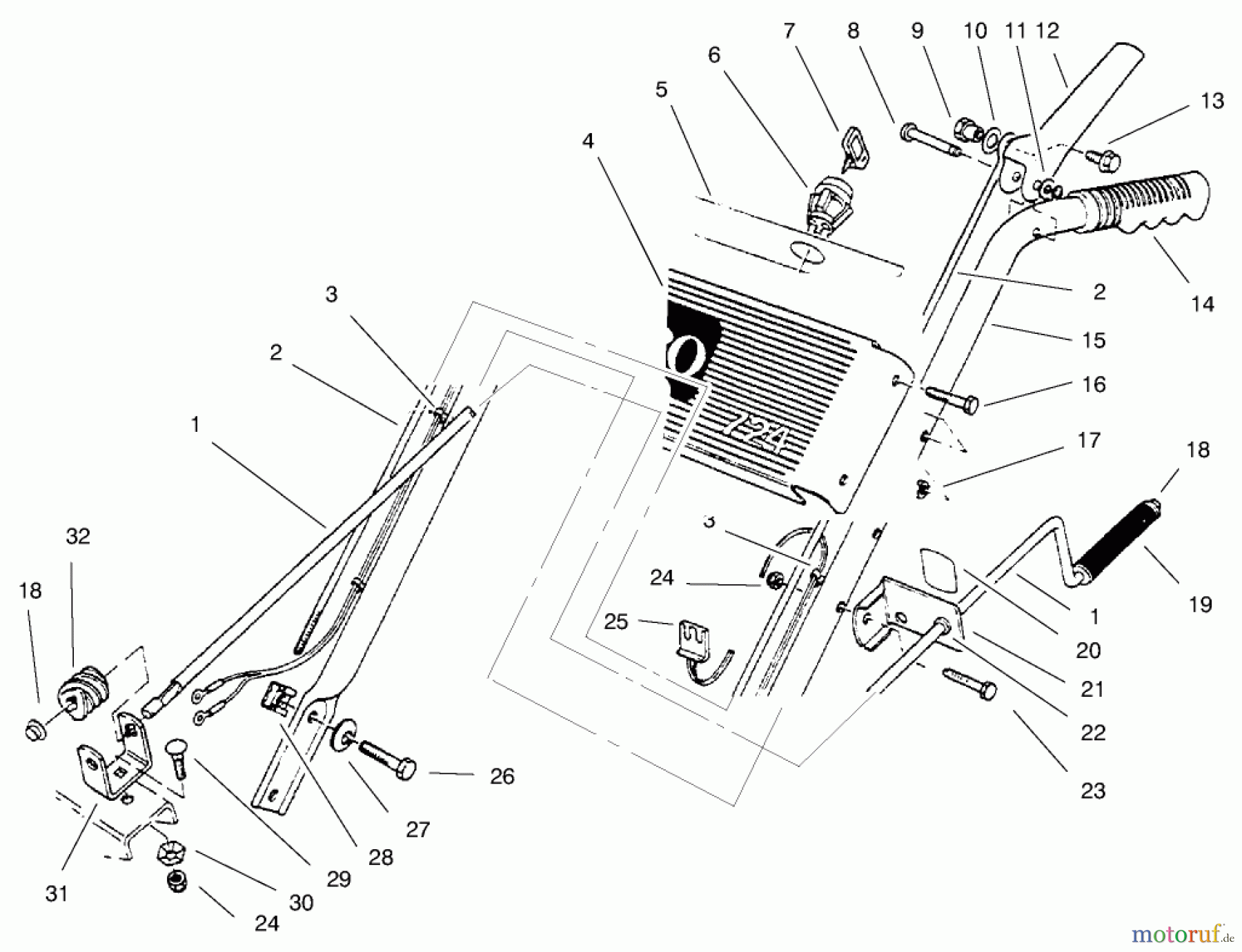 Toro Neu Snow Blowers/Snow Throwers Seite 1 38072 (724) - Toro 724 Snowthrower, 1997 (7900001-7999999) HANDLE ASSEMBLY LEFT SIDE