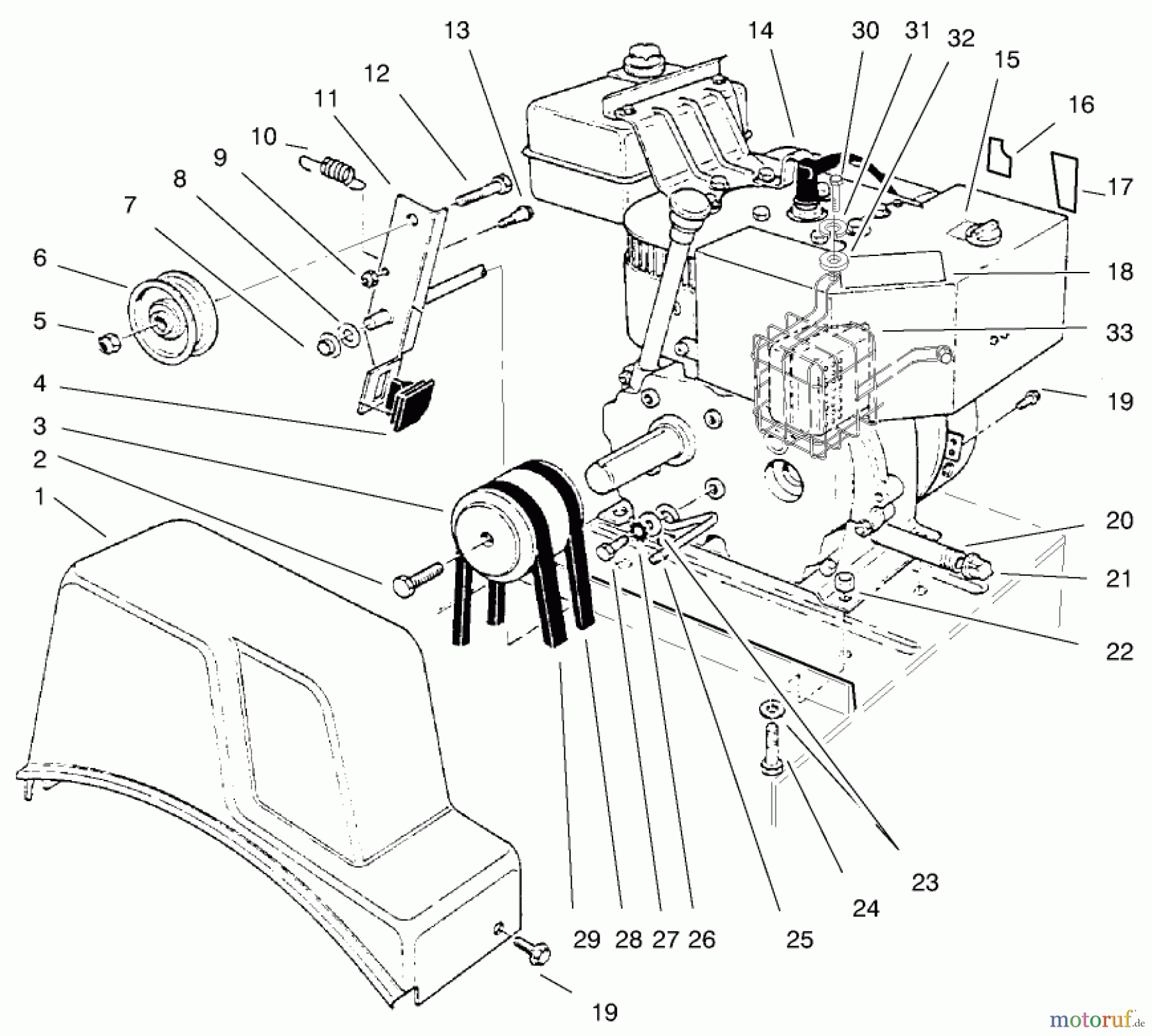  Toro Neu Snow Blowers/Snow Throwers Seite 1 38073 (724) - Toro 724 Snowthrower, 1998 (8900001-8999999) ENGINE ASSEMBLY