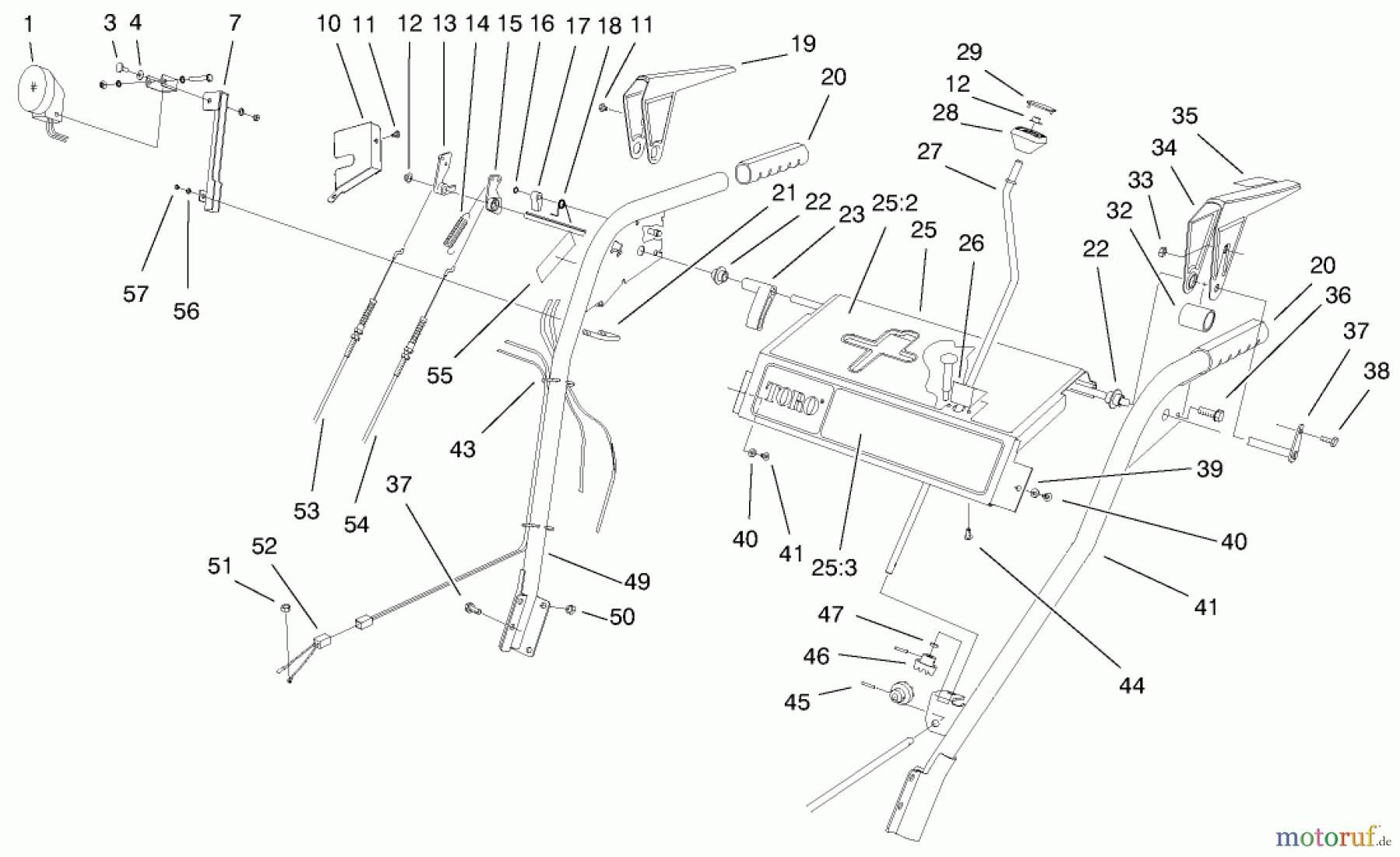 Toro Neu Snow Blowers/Snow Throwers Seite 1 38079 (924) - Toro 924 Power Shift Snowthrower, 2000 (200000001-200999999) HANDLE AND CONTROL ASSEMBLY