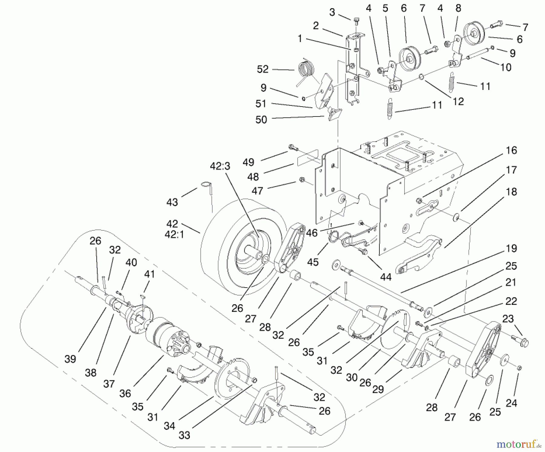  Toro Neu Snow Blowers/Snow Throwers Seite 1 38079 (924) - Toro 924 Power Shift Snowthrower, 2003 (230000001-230999999) LOWER TRACTION ASSEMBLY