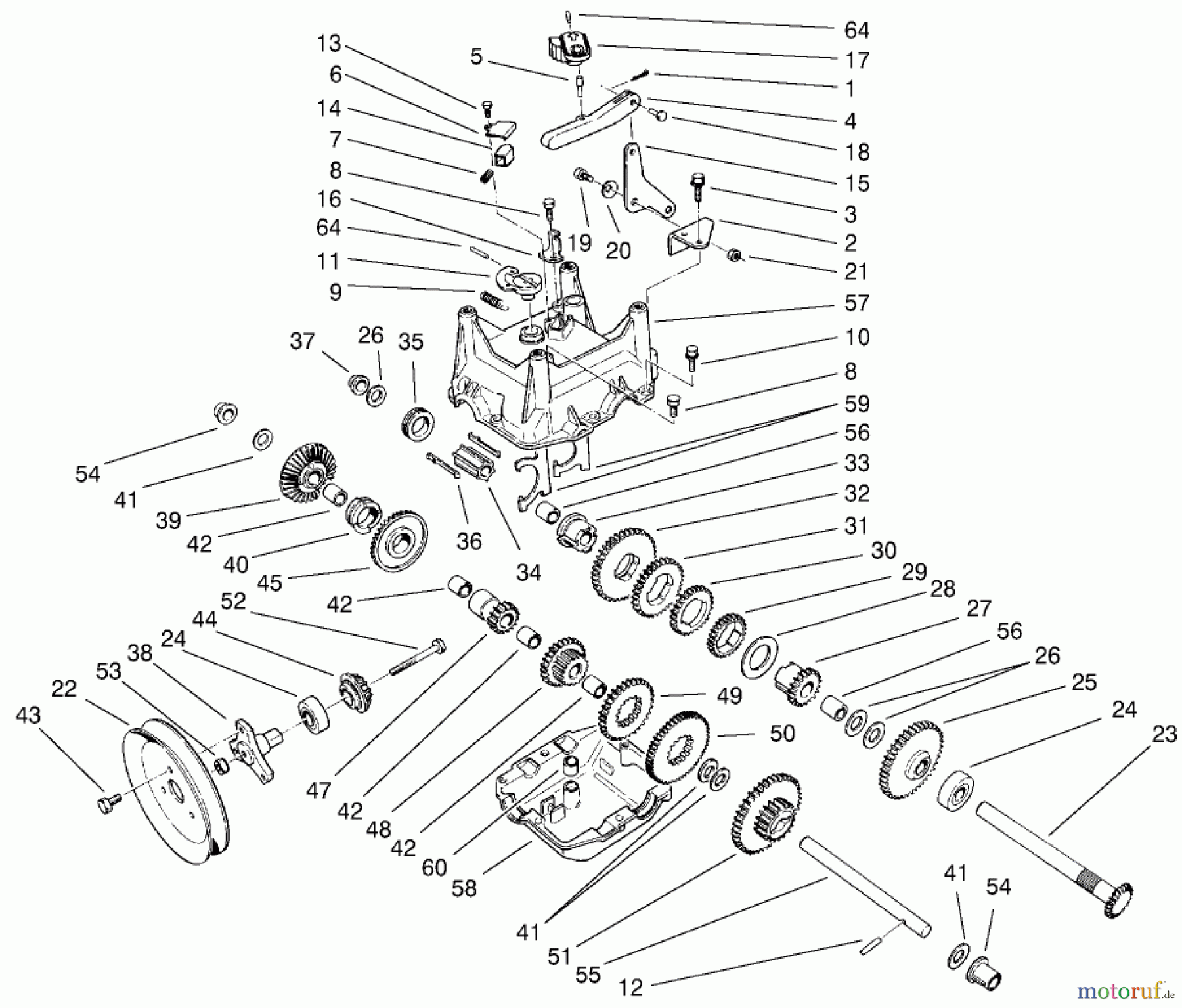 Toro Neu Snow Blowers/Snow Throwers Seite 1 38547 (924) - Toro 924 Power Shift Snowthrower, 2001 (210000001-210999999) TRACTION GEARCASE ASSEMBLY NO. 66-8030
