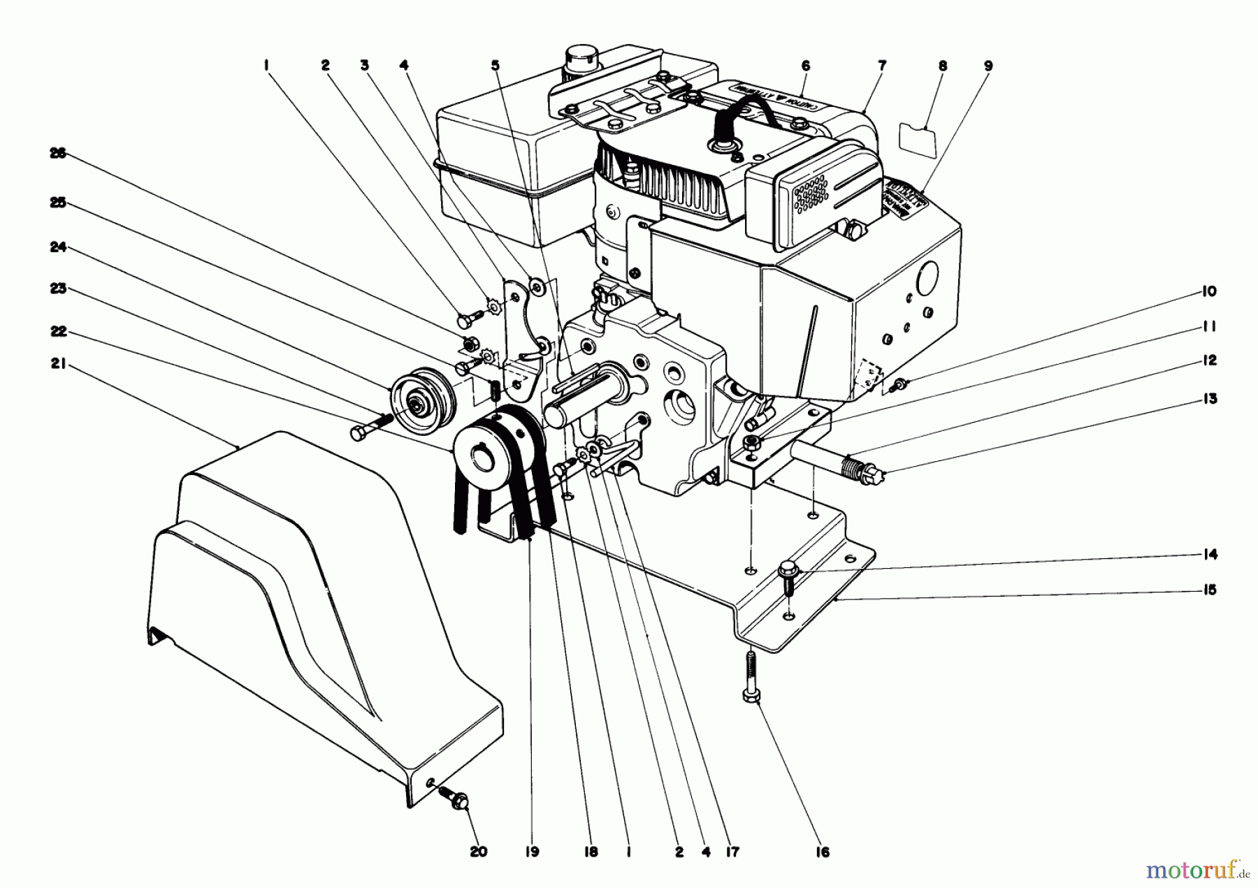  Toro Neu Snow Blowers/Snow Throwers Seite 1 38080 (824) - Toro 824 Snowthrower, 1979 (9000001-9999999) ENGINE ASSEMBLY