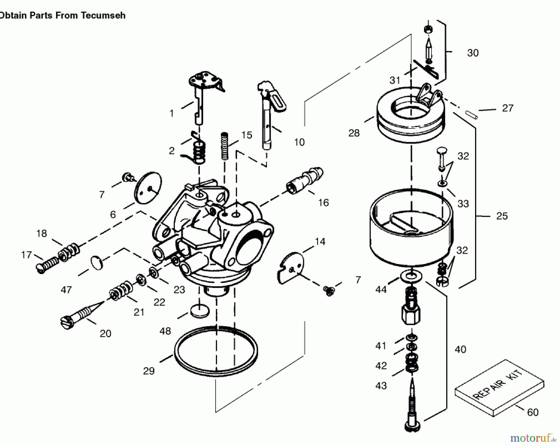  Toro Neu Snow Blowers/Snow Throwers Seite 1 38083 (824XL) - Toro 824XL Power Throw Snowthrower, 1997 (7900001-7999999) CARBURETOR TECUMSEH NO. 632334A
